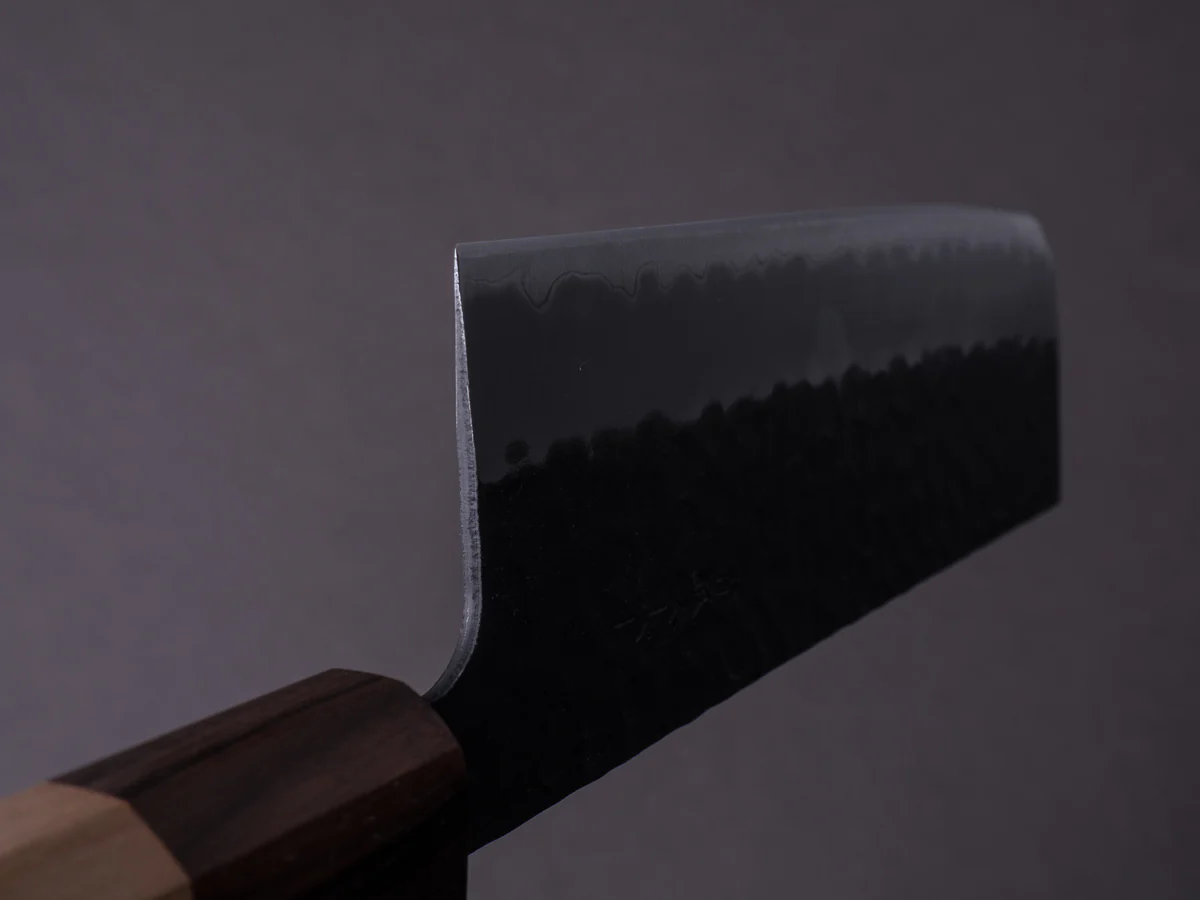 Hitohira - Futana - Super Blue - Kurouchi Tsuchime - 165mm Nakiri - Cherry Handle - Image 10