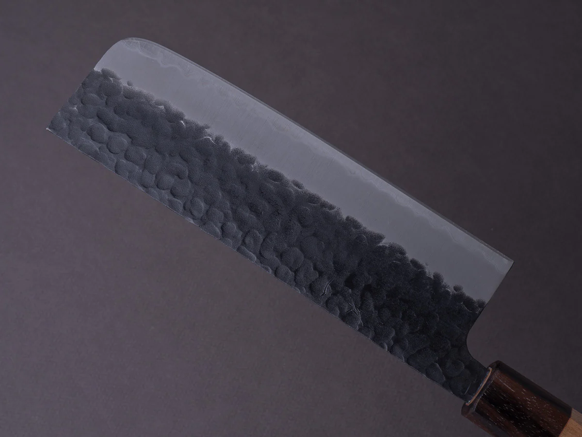 Hitohira - Futana - Super Blue - Kurouchi Tsuchime - 165mm Nakiri - Cherry Handle - Image 3