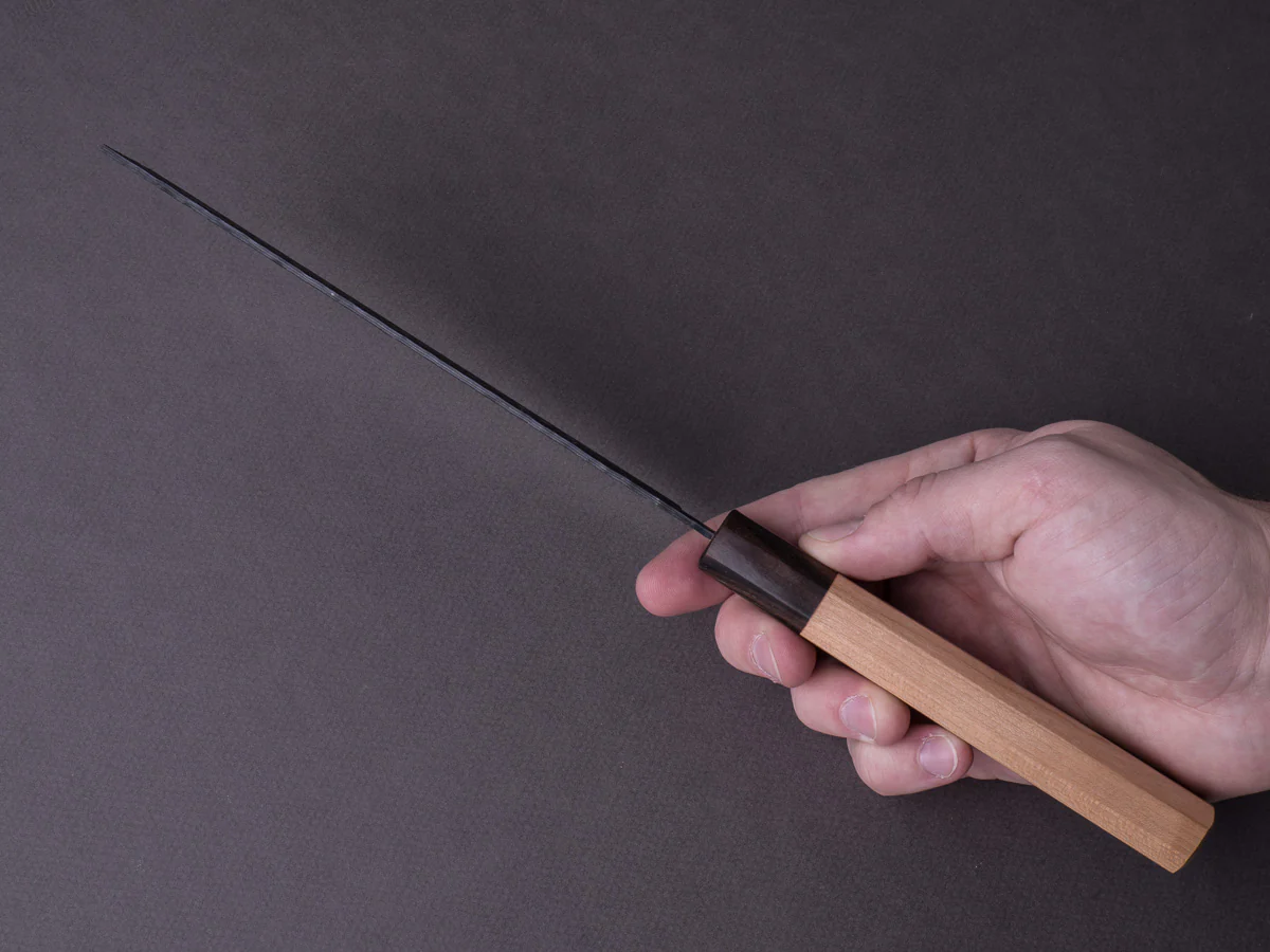 Hitohira - Futana - Super Blue - Kurouchi Tsuchime - 165mm Nakiri - Cherry Handle - Image 8