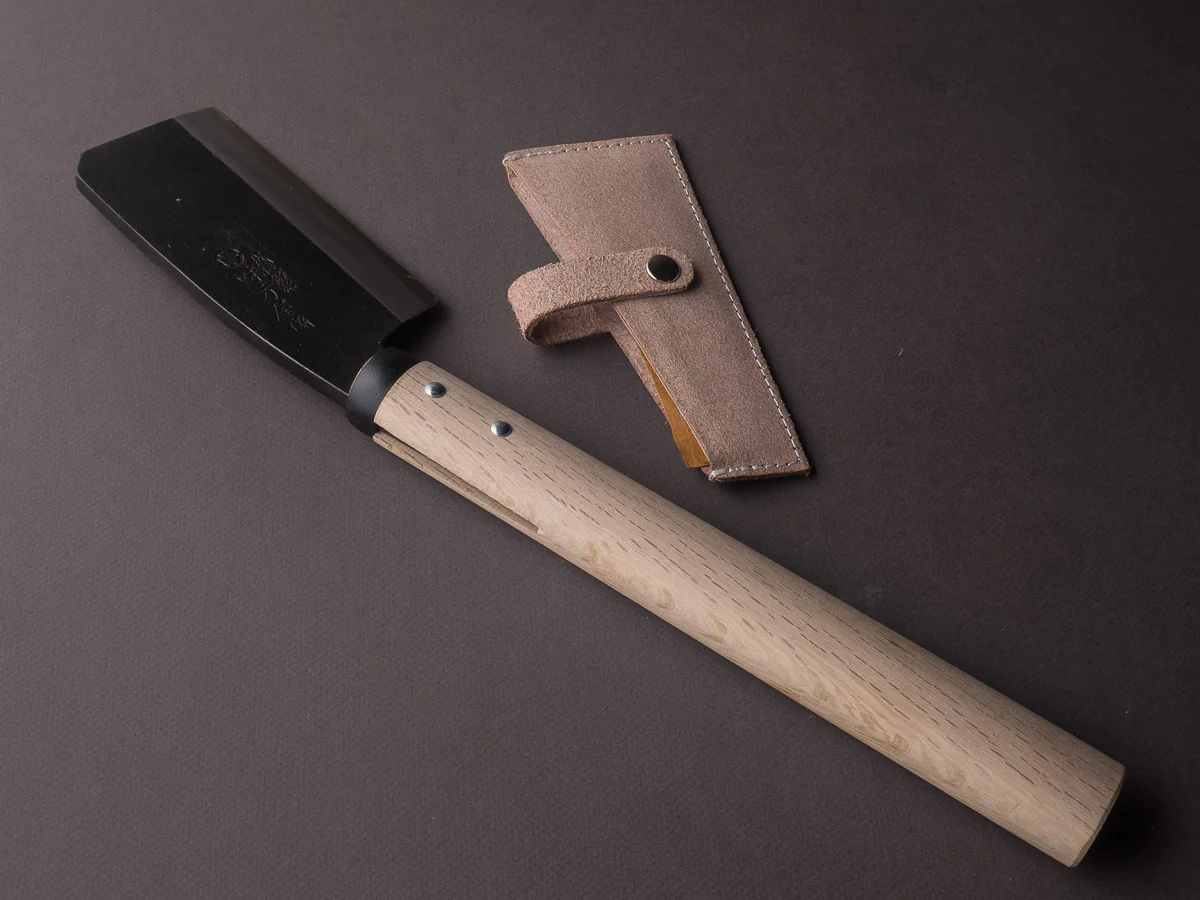 Ajikataya - Azuma Hatchet - Kurouchi - 135mm - Oak Handle - Double Bevel - Image 3