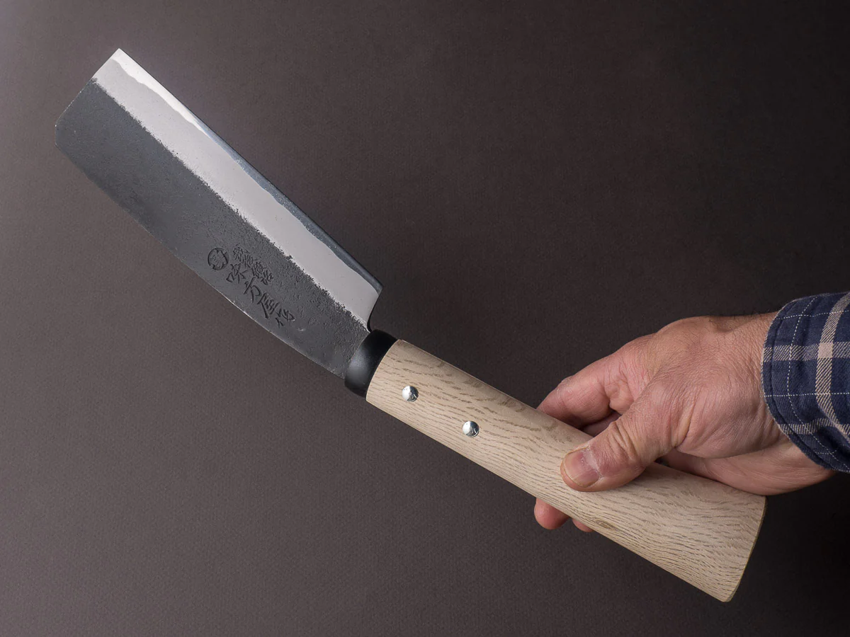 Ajikataya - Jigata Hatchet - Kurouchi - 165mm - Oak Wood Handle - Double Bevel - Image 6