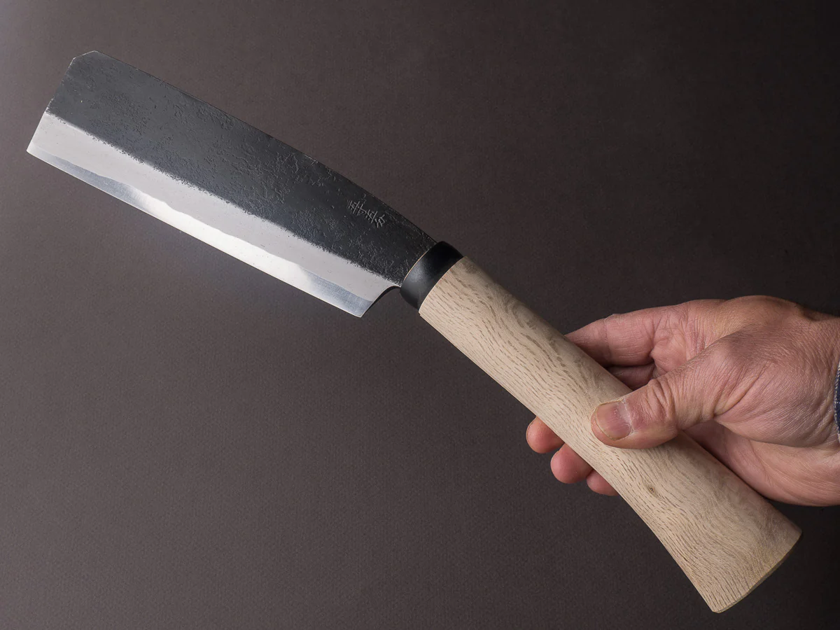 Ajikataya - Jigata Hatchet - Kurouchi - 165mm - Oak Wood Handle - Double Bevel - Image 7