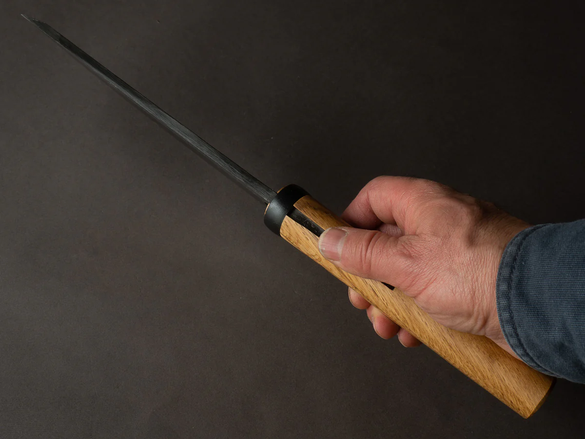 Ajikataya - Kengata Single Bevel Hatchet - White #2 - Kurouchi - 180mm - Oak Handle - Image 10