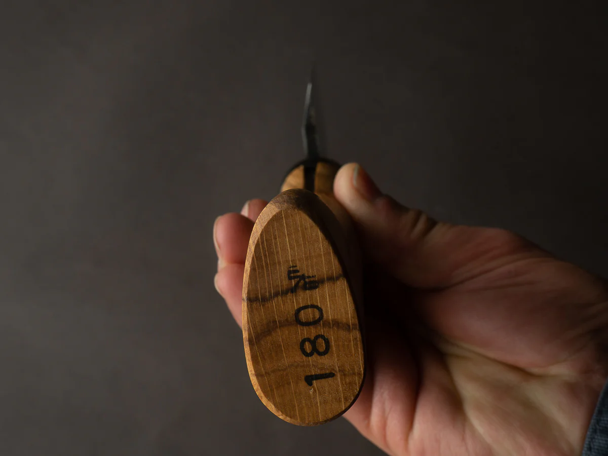 Ajikataya - Kengata Single Bevel Hatchet - White #2 - Kurouchi - 180mm - Oak Handle - Image 11