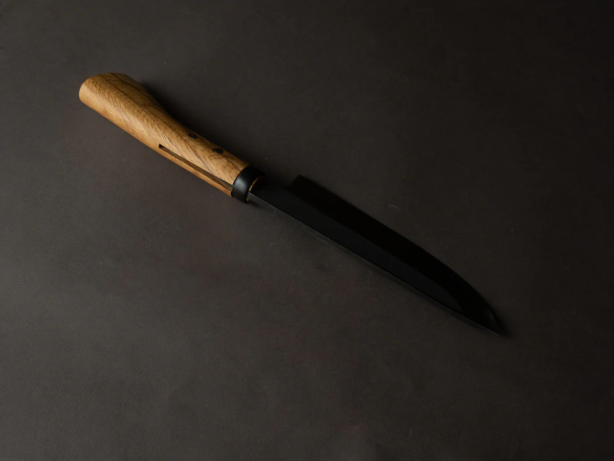 Ajikataya - Kengata Single Bevel Hatchet - White #2 - Kurouchi - 180mm - Oak Handle - Image 4