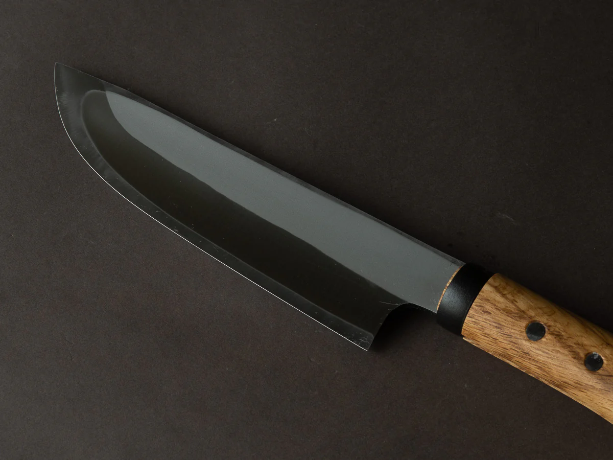Ajikataya - Kengata Single Bevel Hatchet - White #2 - Kurouchi - 180mm - Oak Handle - Image 6