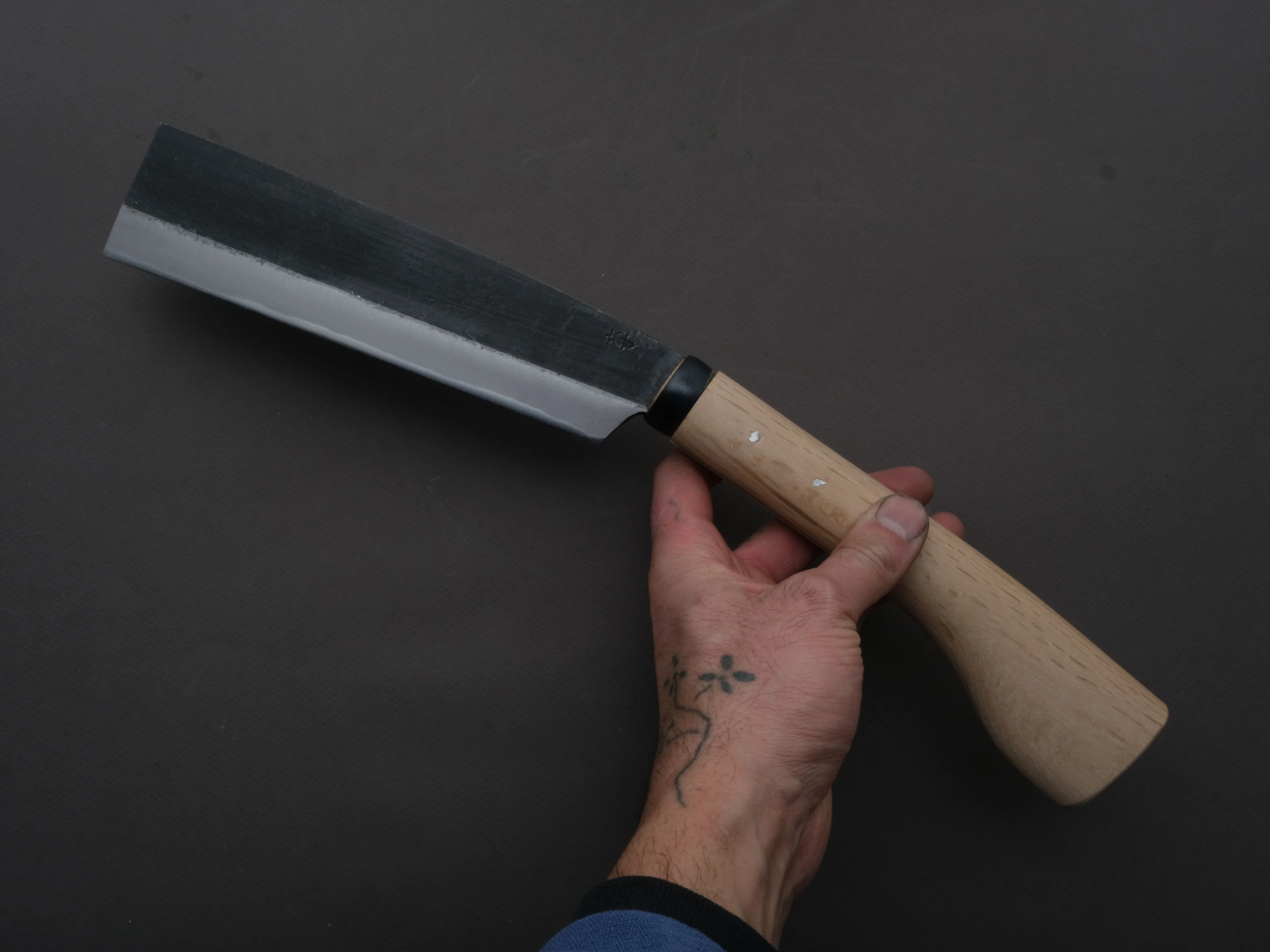 Ajikataya - Old Style Hatchet - Kurouchi - 180mm - Ho Wood Handle - Double Bevel - Image 5