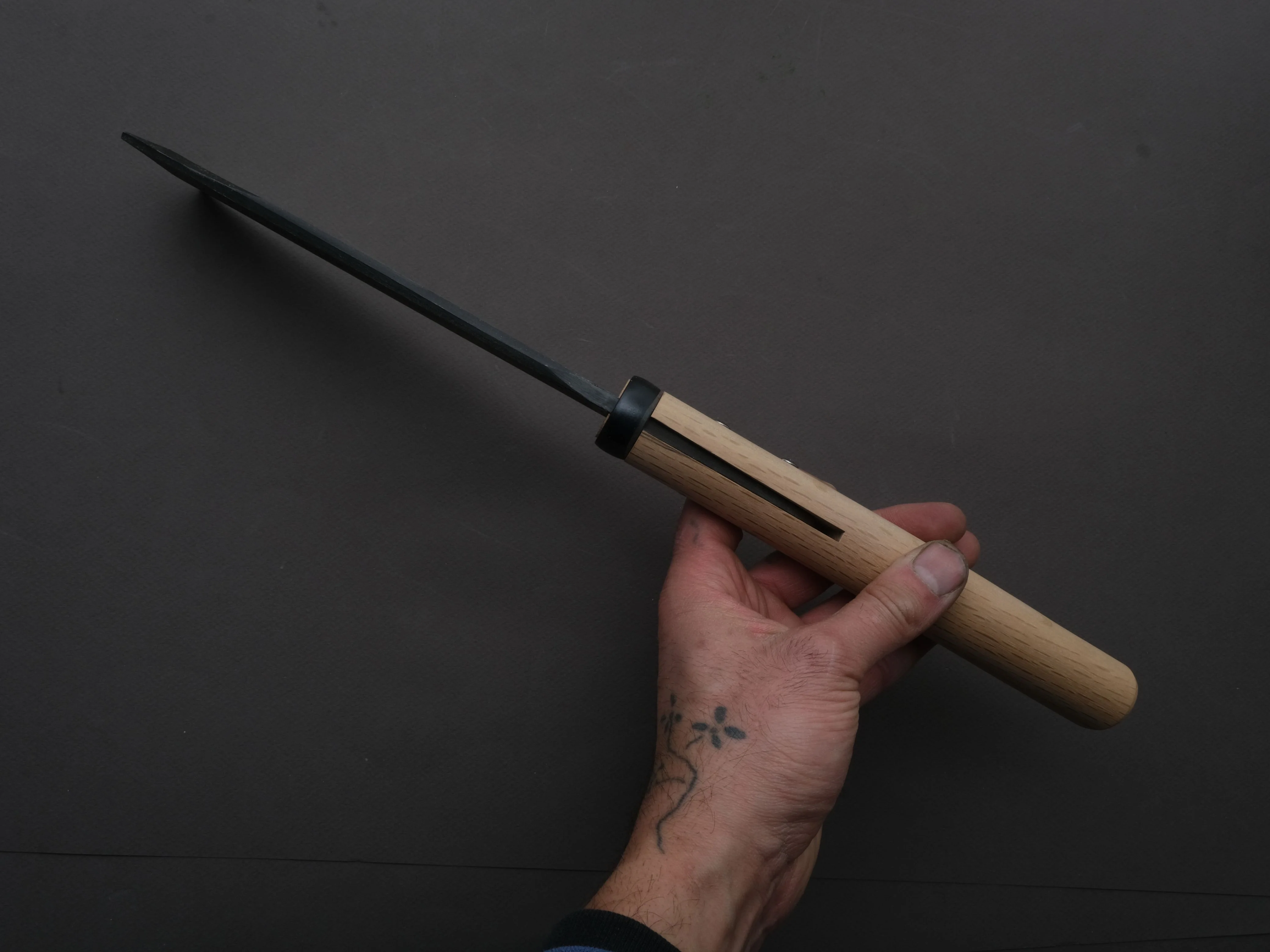 Ajikataya - Old Style Hatchet - Kurouchi - 180mm - Ho Wood Handle - Double Bevel - Image 6