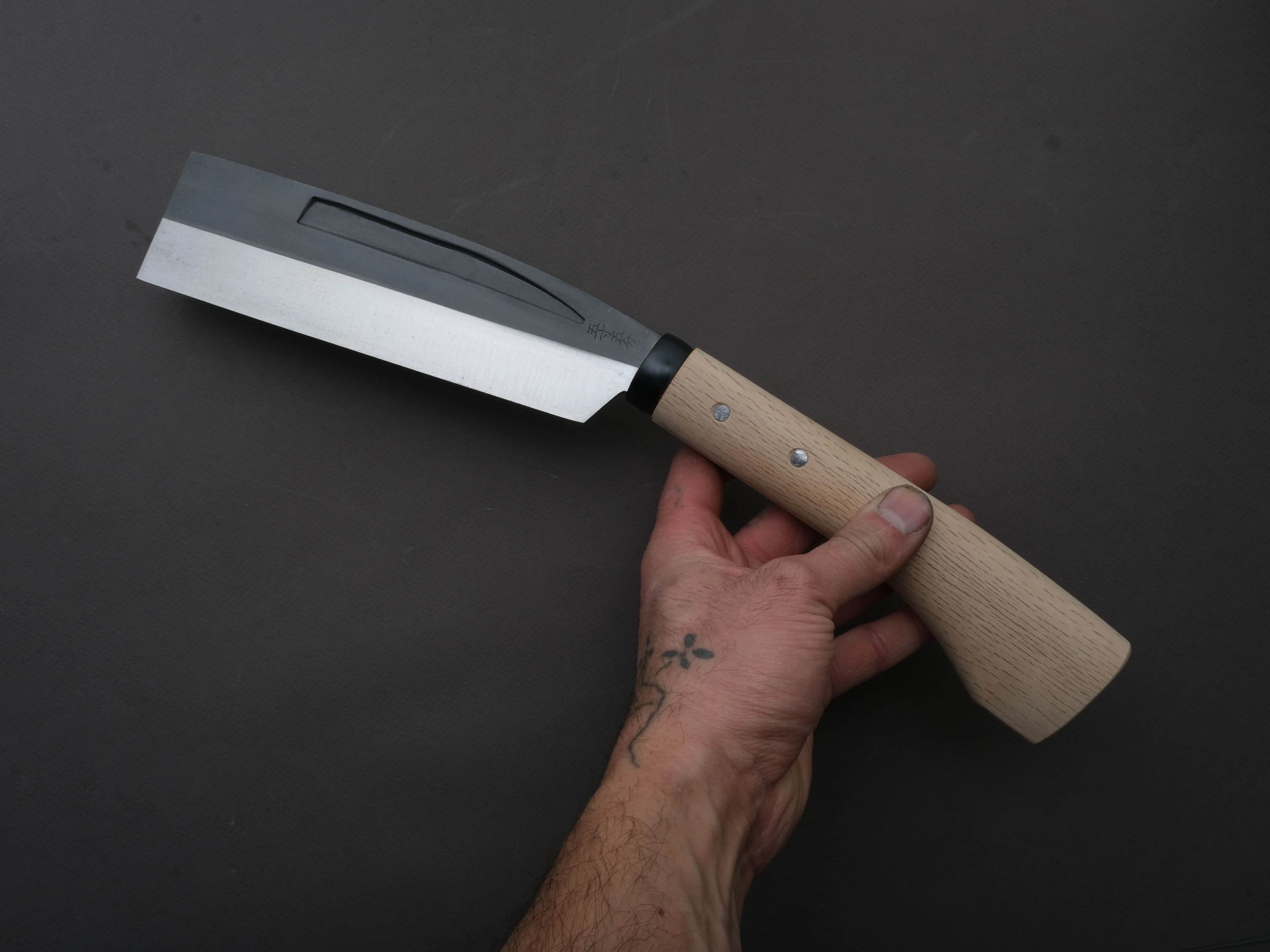 Ajikataya - Single Bevel - 165mm Old Style Hatchet - Ho Wood Handle - Image 4