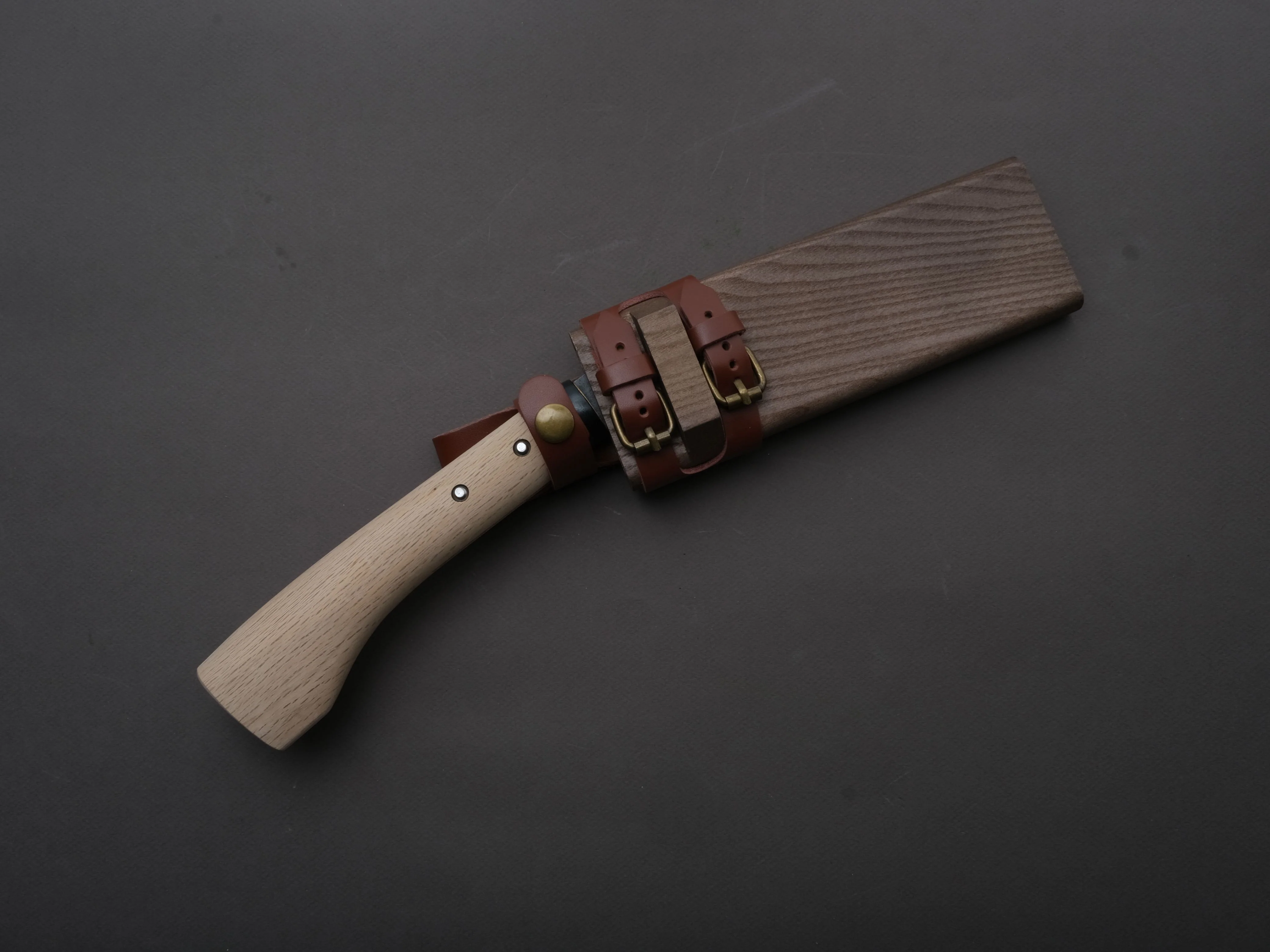 Ajikataya - Single Bevel - 165mm Old Style Hatchet - Ho Wood Handle - Image 6