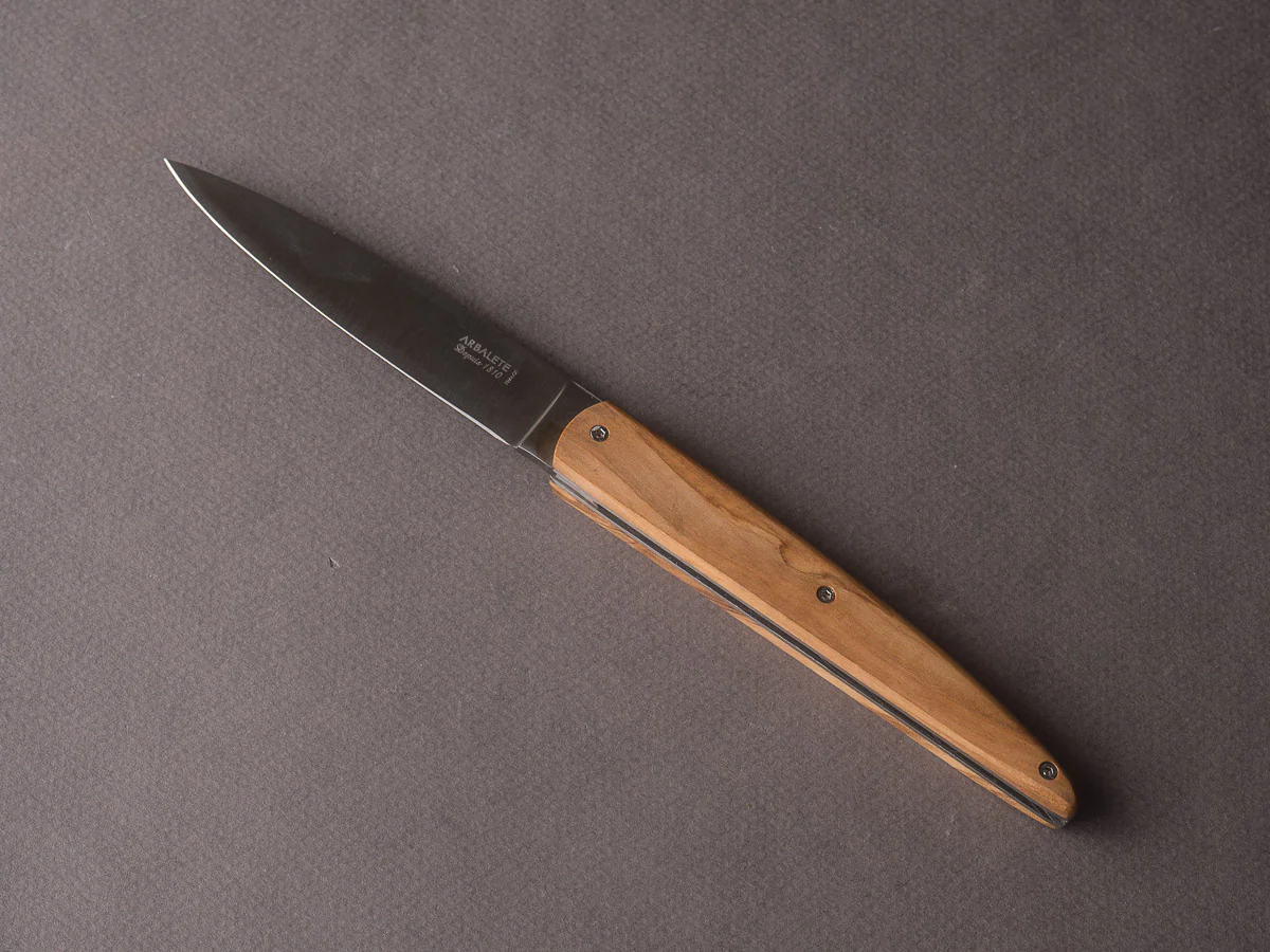 Arbalète - Lisse - 95mm Folding Knife - Spring System - Olive Handle