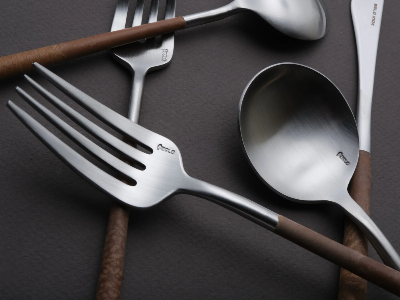 Belo Inox - Flatware - NEO Wood Place Setting - 5 Piece - Brushed Steel - Image 3