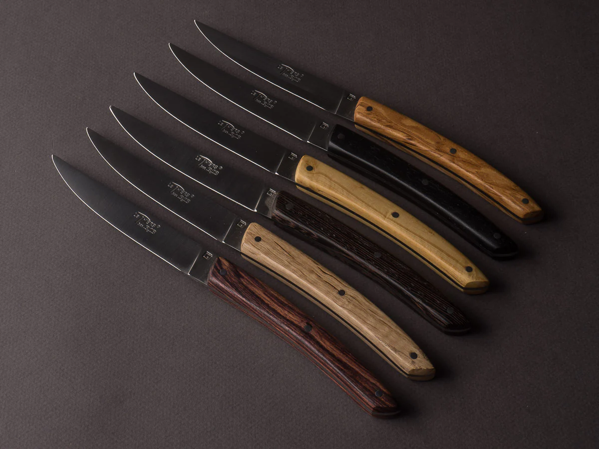 BJB Thiers - Steak Knives - 6 Different Woods - Set of 6
