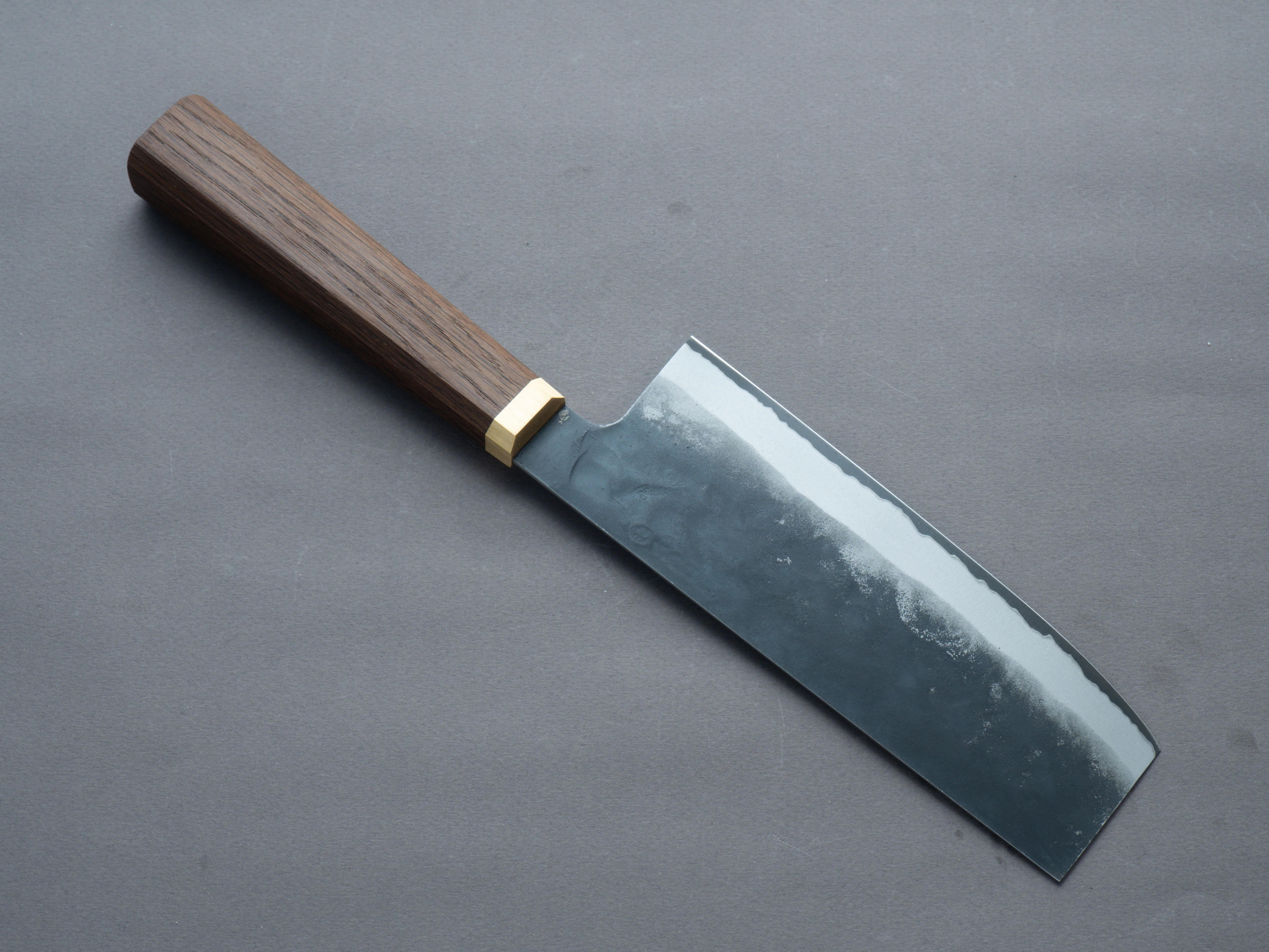 Blenheim Forge - Stainless Clad Blue Super - 165mm Nakiri - Fumed-Oak Handle - Image 2