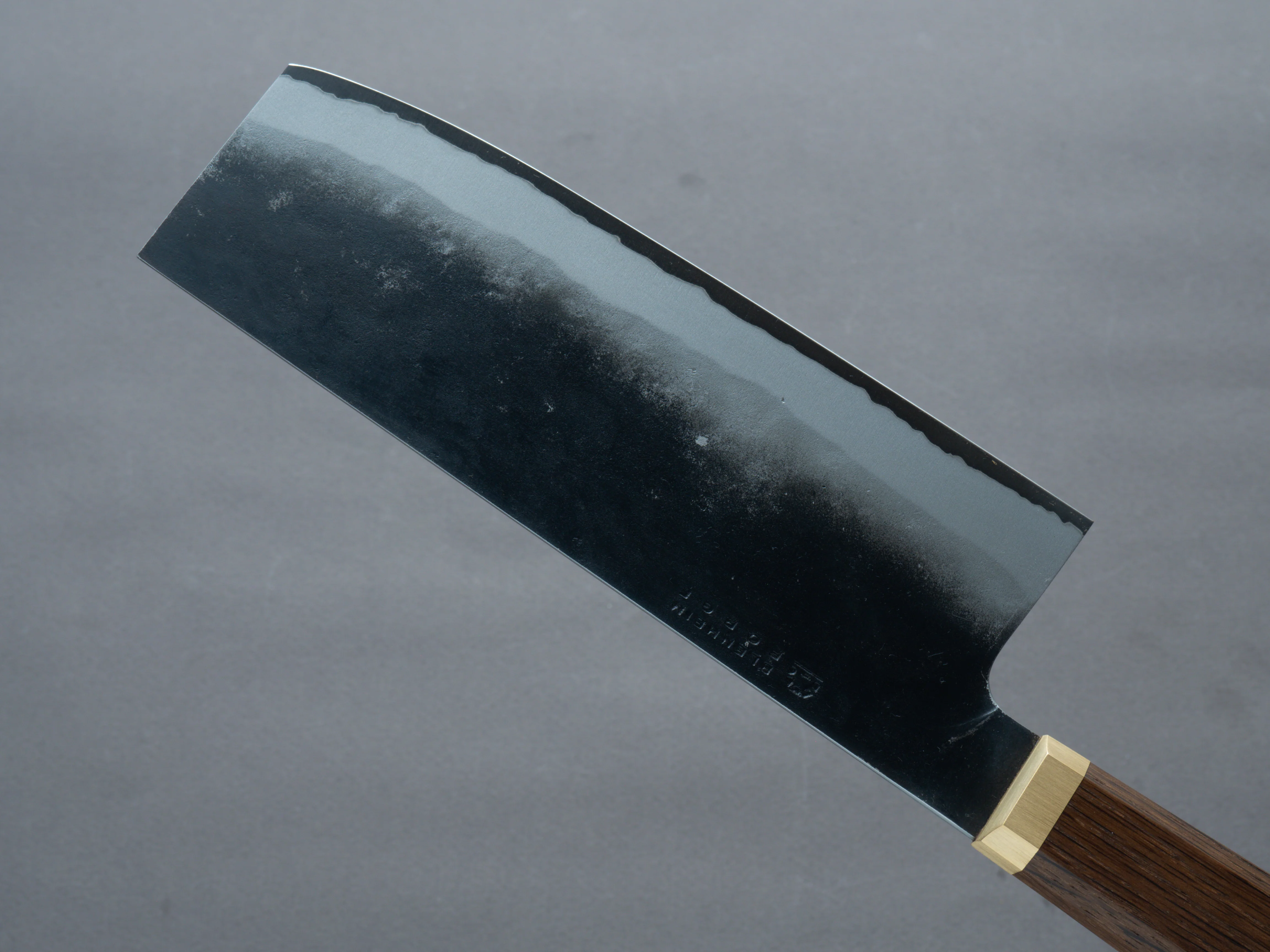 Blenheim Forge - Stainless Clad Blue Super - 165mm Nakiri - Fumed-Oak Handle - Image 4