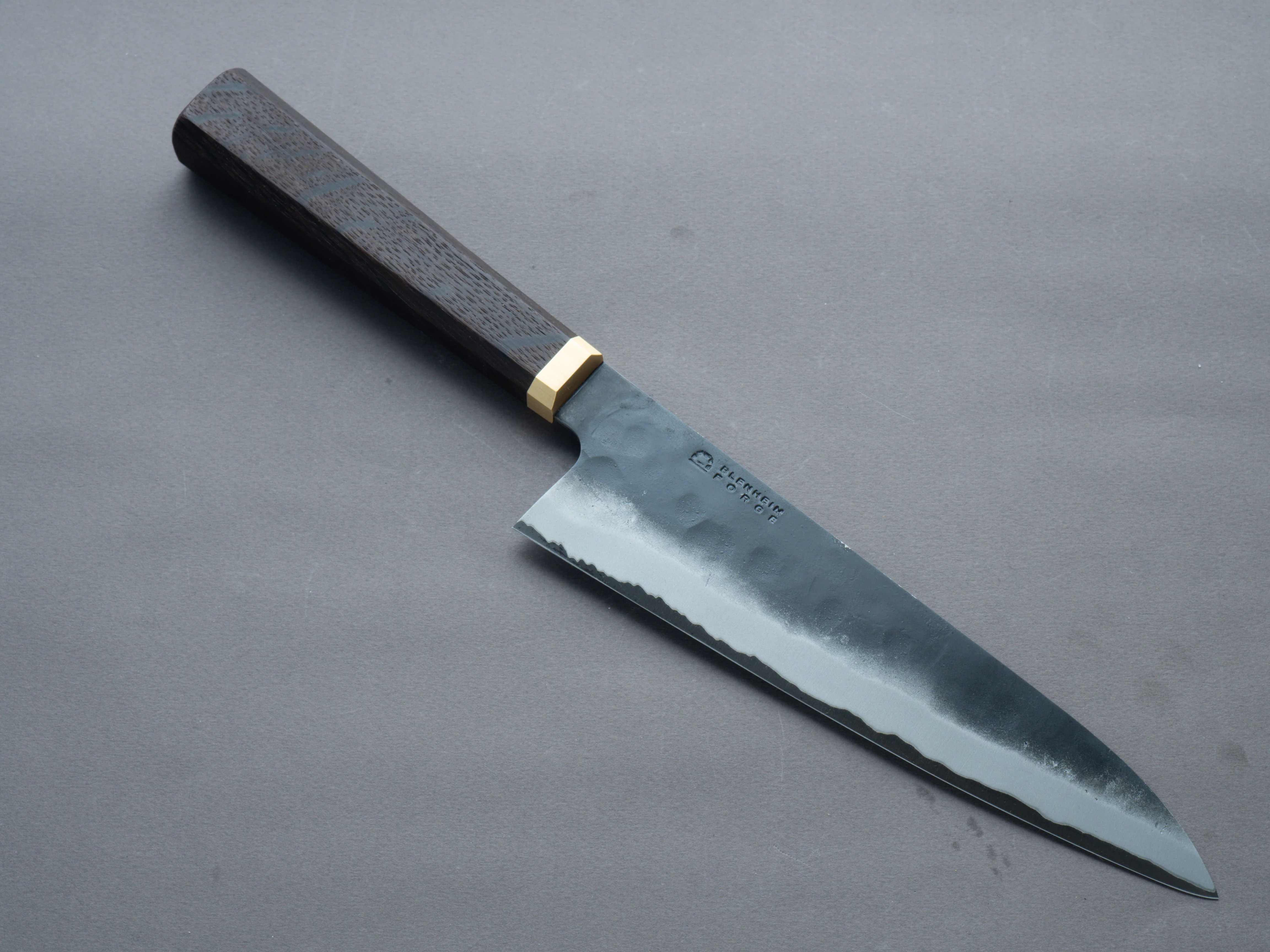 Blenheim Forge - Stainless Clad Blue Super - 205mm Gyuto - Fumed-Oak Handle