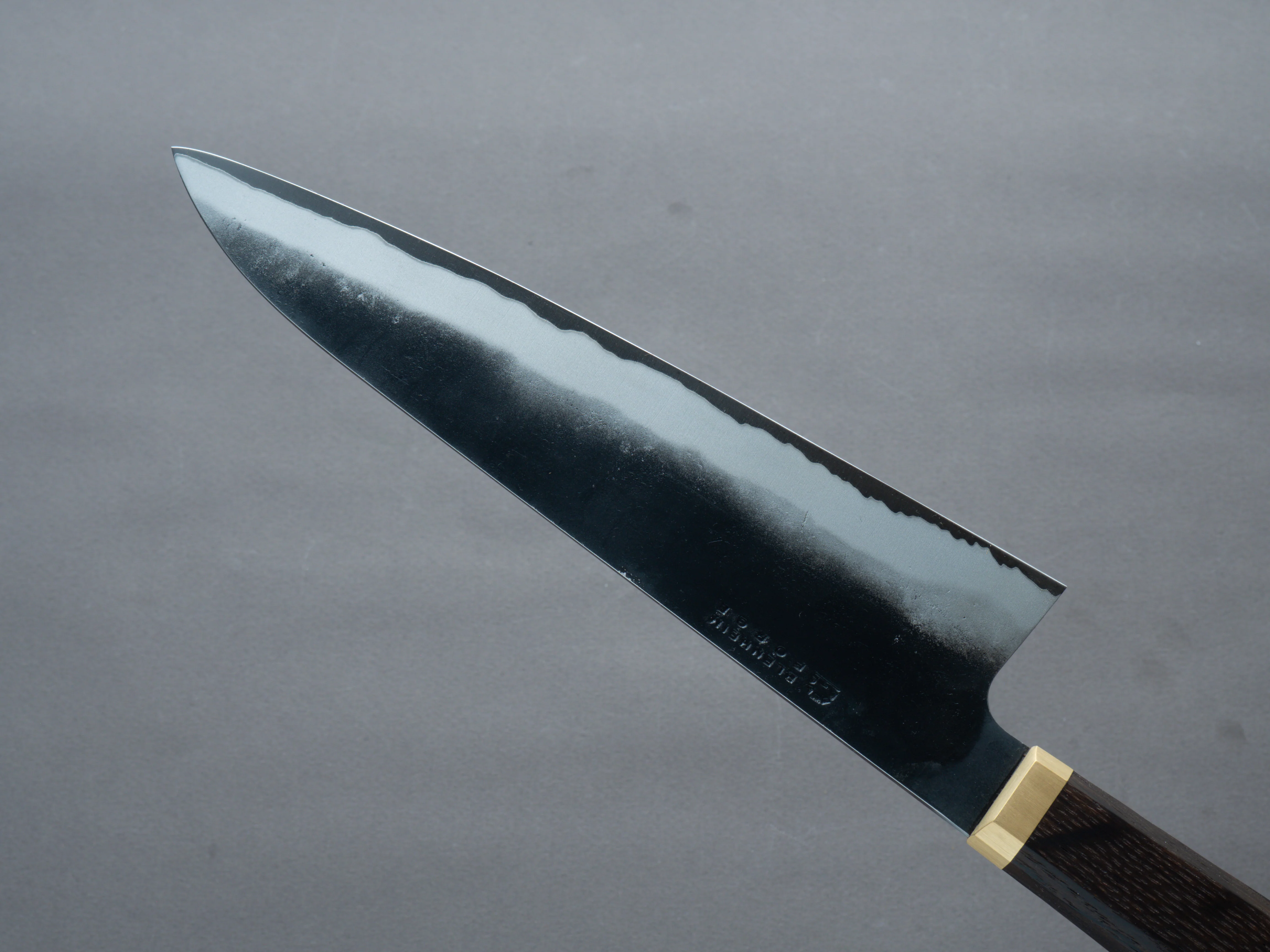 Blenheim Forge - Stainless Clad Blue Super - 205mm Gyuto - Fumed-Oak Handle - Image 4