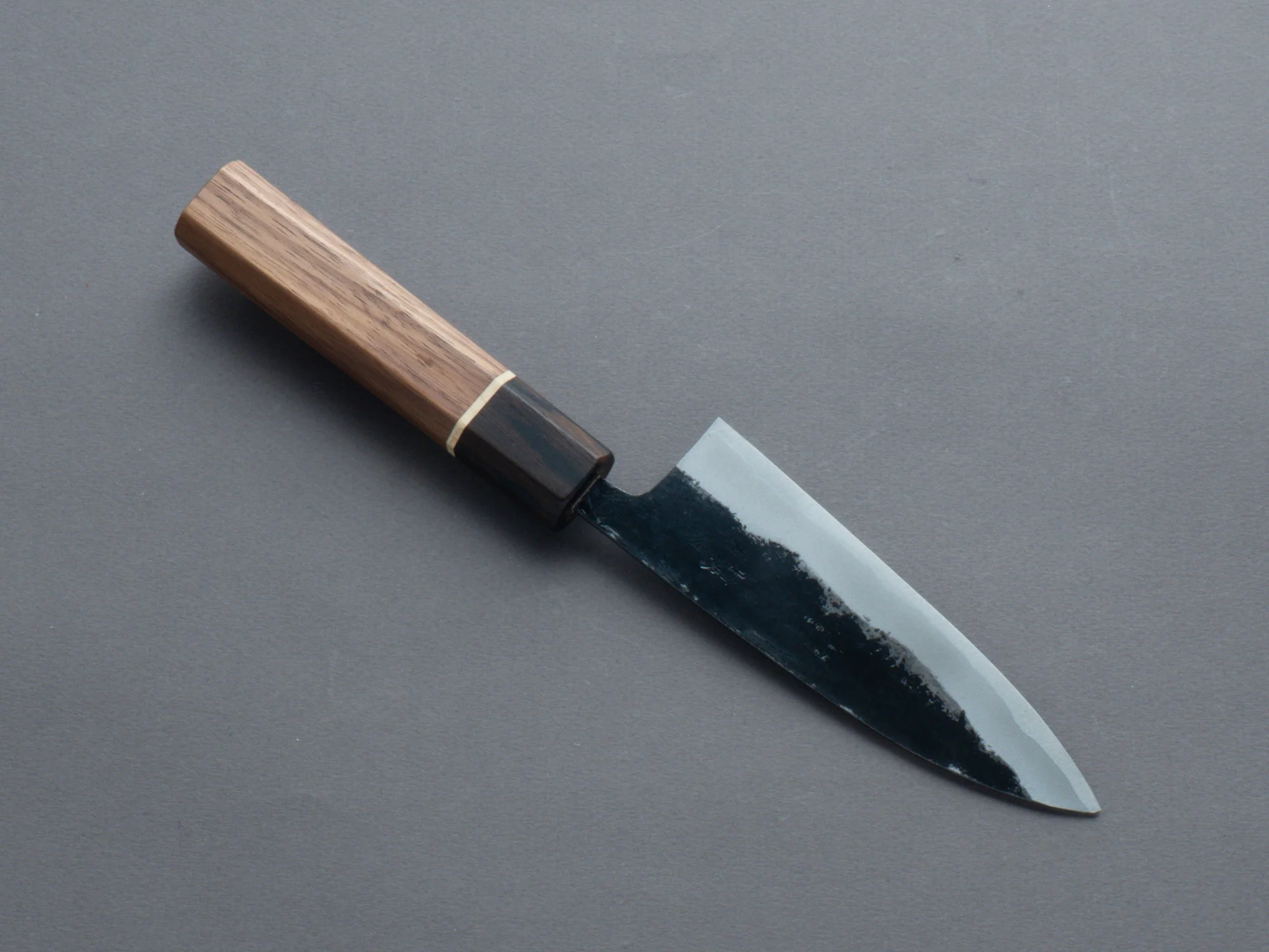 Hitohira - Blue #1 - Kurouchi - Santoku - 125mm - Walnut Handle - Image 2