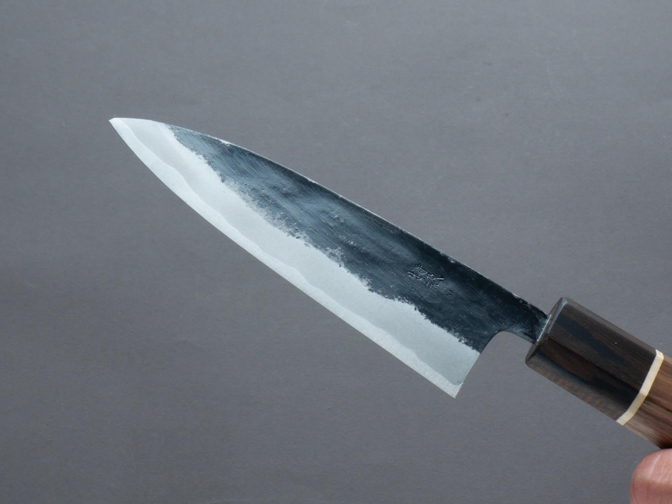 Hitohira - Blue #1 - Kurouchi - Santoku - 125mm - Walnut Handle - Image 3