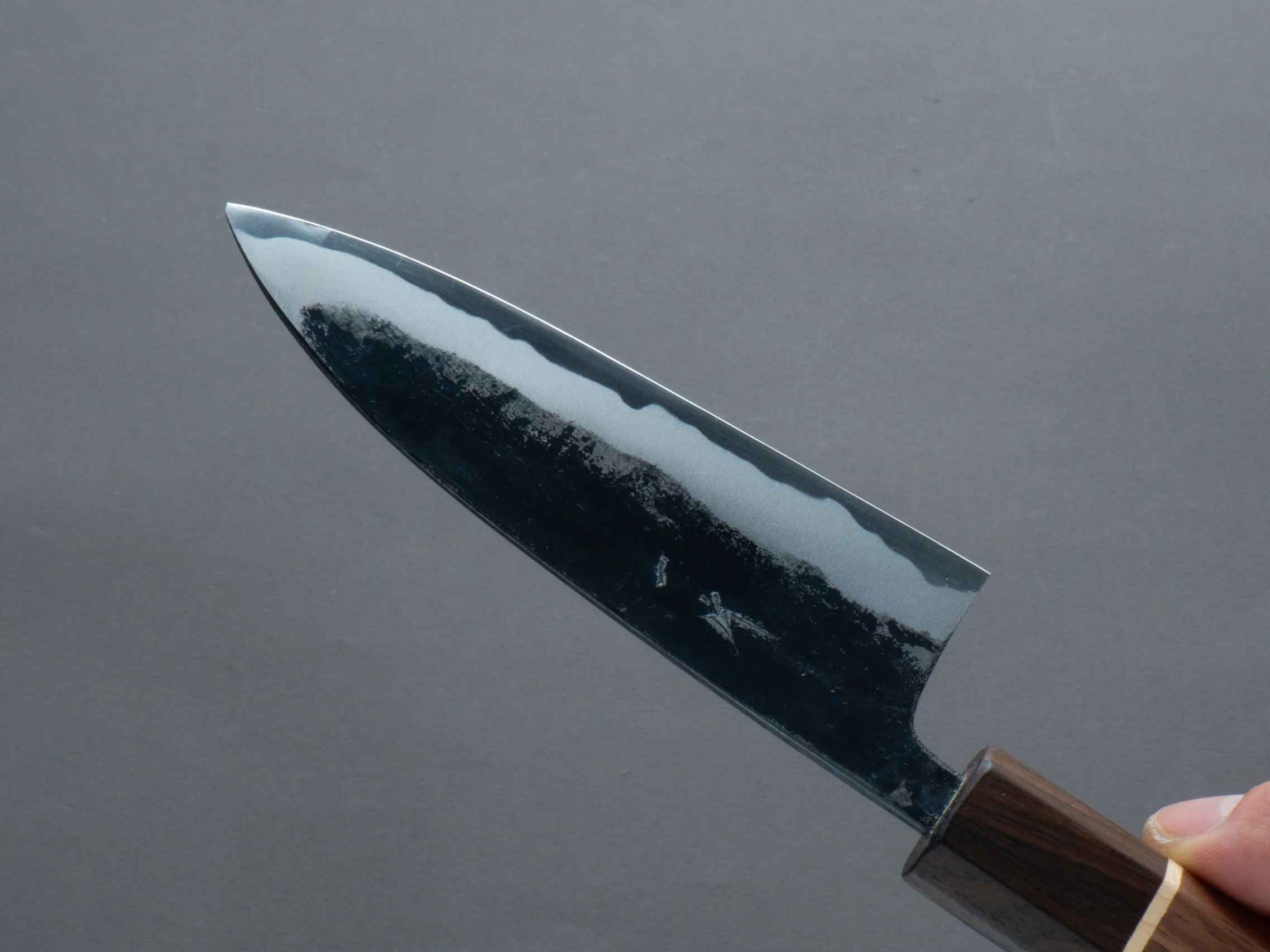 Hitohira - Blue #1 - Kurouchi - Santoku - 125mm - Walnut Handle - Image 4
