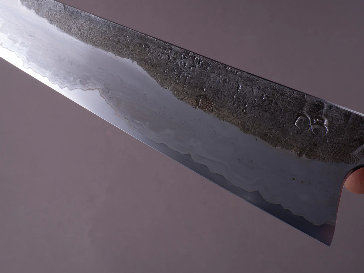 Caublestone Cutlery - In-House Go-Mai - Wrought Iron Kasumi - 26C3 - Gyuto 240mm - Desert Ironwood Handle w/ Amboyna Ferrule & G10 Spacer - Image 2