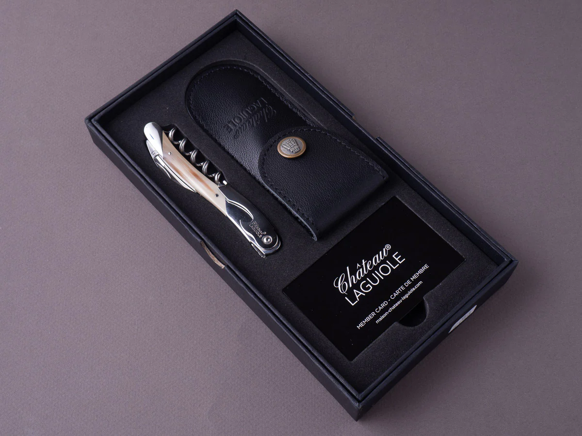Chateau Laguiole - Grand Cru - Sommelier / Wine Key - Brushed Stainless - Blonde Horn - Image 2