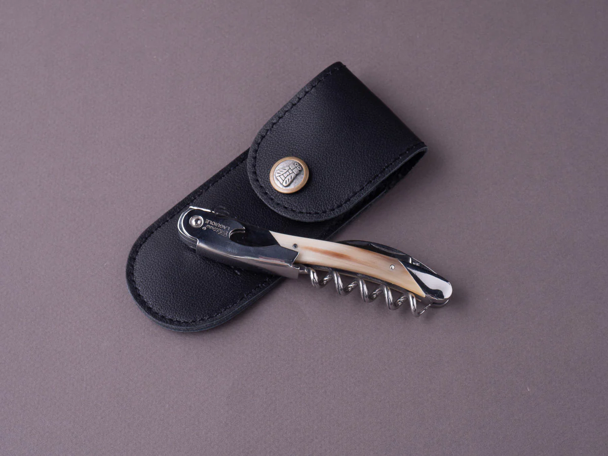 Chateau Laguiole - Grand Cru - Sommelier / Wine Key - Brushed Stainless - Blonde Horn - Image 3