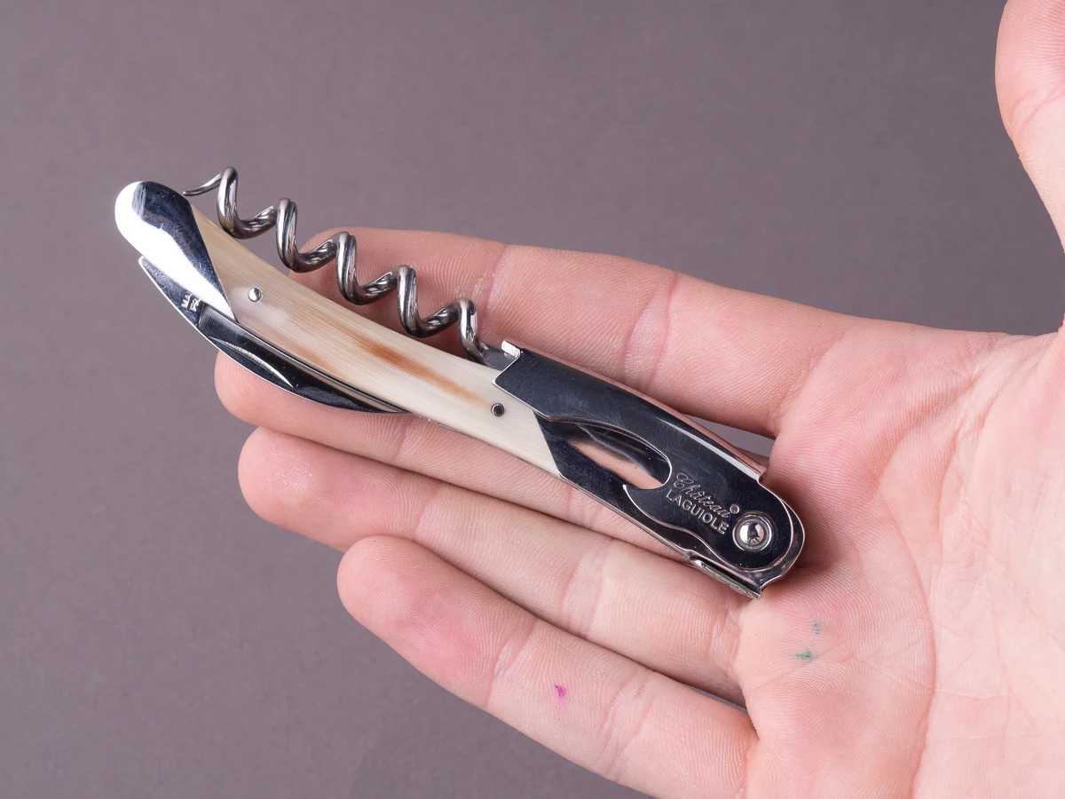 Chateau Laguiole - Grand Cru - Sommelier / Wine Key - Brushed Stainless - Blonde Horn - Image 6