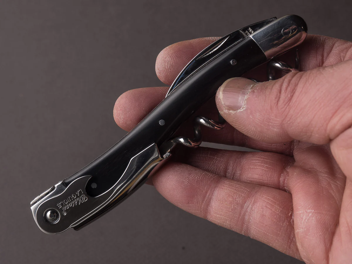 Chateau Laguiole - Sommelier / Wine Key - Brushed Stainless - Black Horn - Image 4