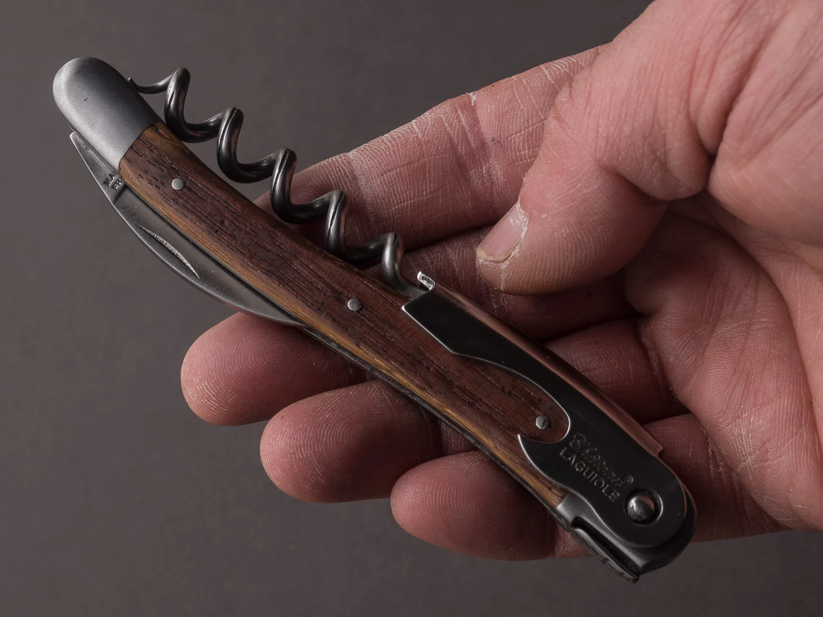 Chateau Laguiole - Sommelier Wine Key - Brushed Stainless - Oak Barrel - Image 3
