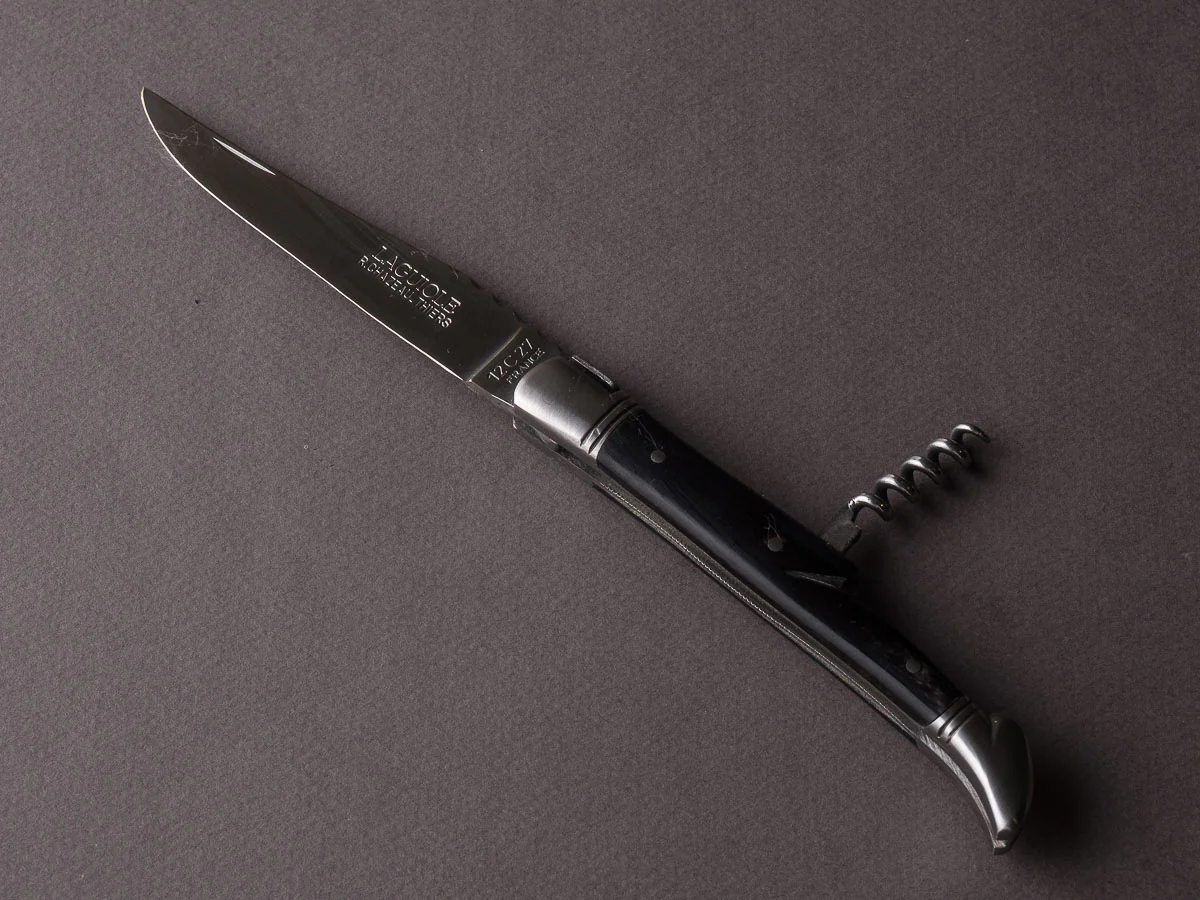 Chazeau Honoré - Folding Knife - Stainless - Laguiole 2 Piece - Black Horn - Image 2