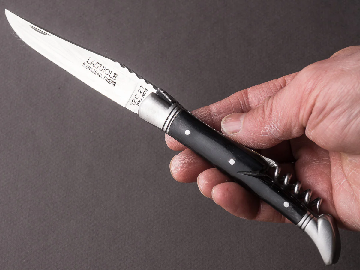 Chazeau Honoré - Folding Knife - Stainless - Laguiole 2 Piece - Black Horn - Image 3