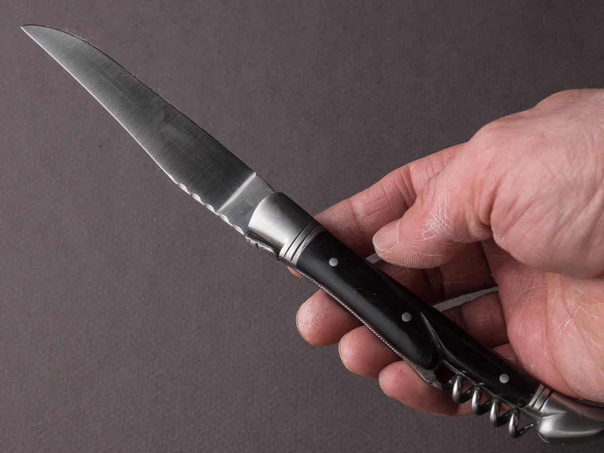 Chazeau Honoré - Folding Knife - Stainless - Laguiole 2 Piece - Black Horn - Image 4