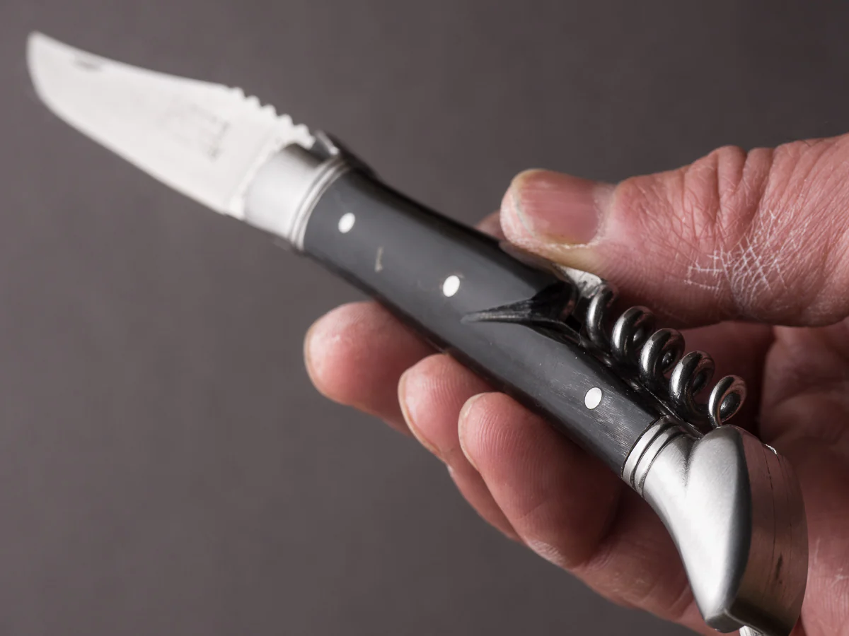 Chazeau Honoré - Folding Knife - Stainless - Laguiole 2 Piece - Black Horn - Image 6