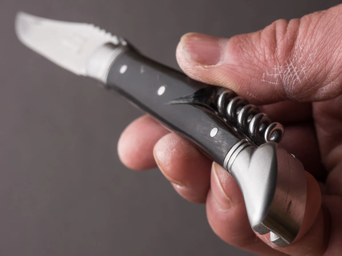 Chazeau Honoré - Folding Knife - Stainless - Laguiole 2 Piece - Black Horn - Image 8
