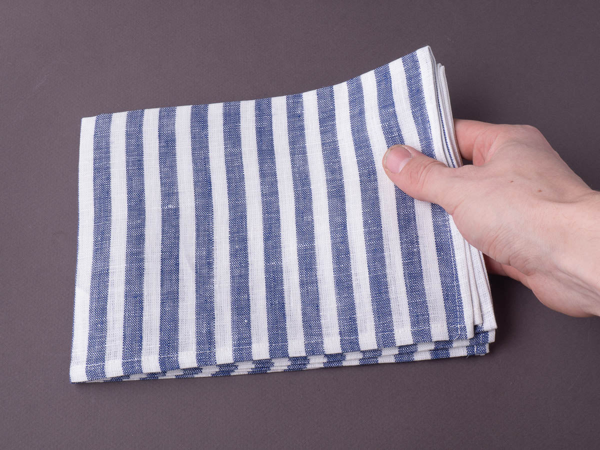 Fog Linen - Linen Kitchen Cloth - Blue + White Stripe - Image 2