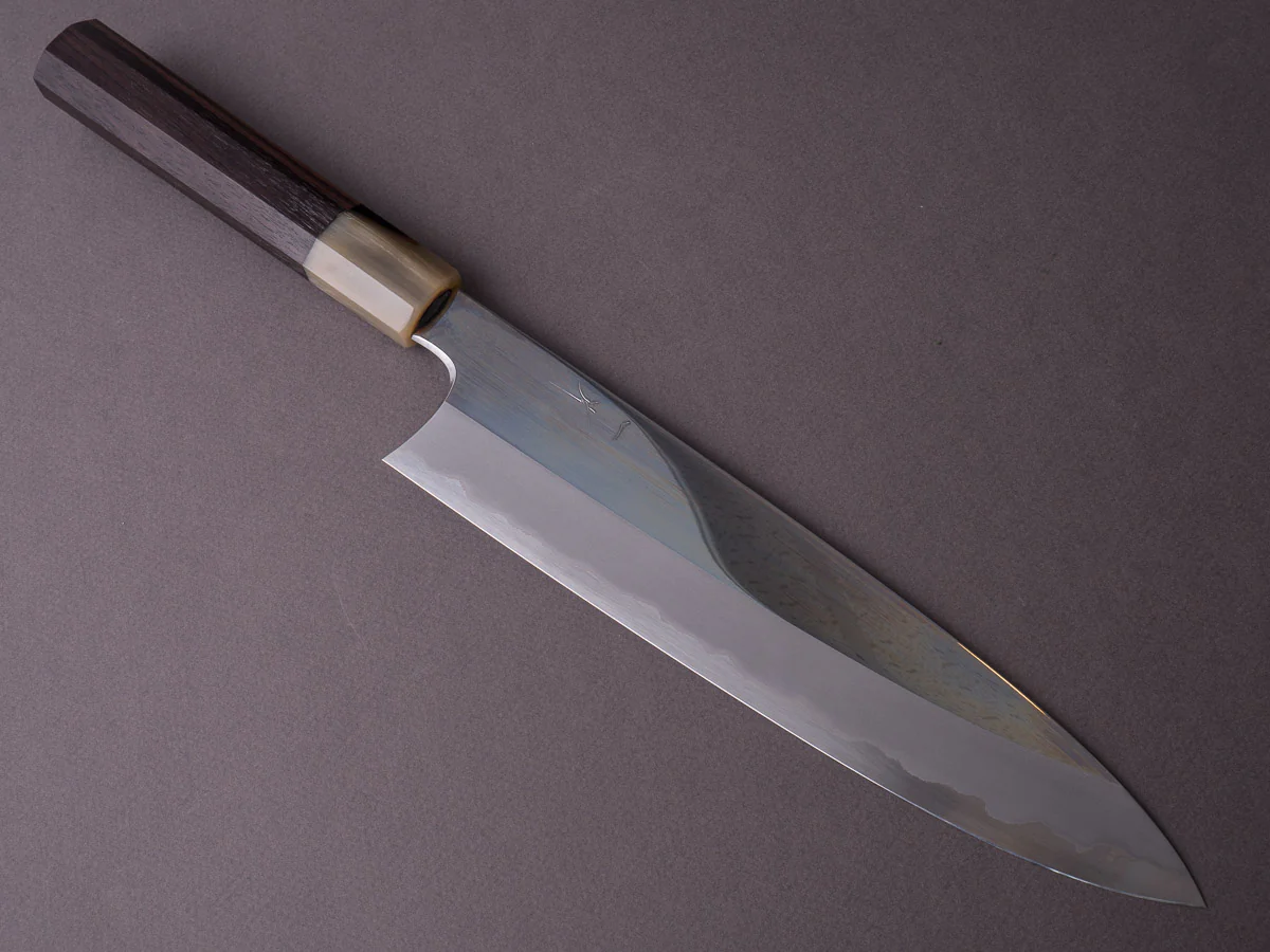 Hitohira - Togashi - White #1 - Stainless Clad - Mirror Polished - 240mm Gyuto - Taihei Rosewood Handle