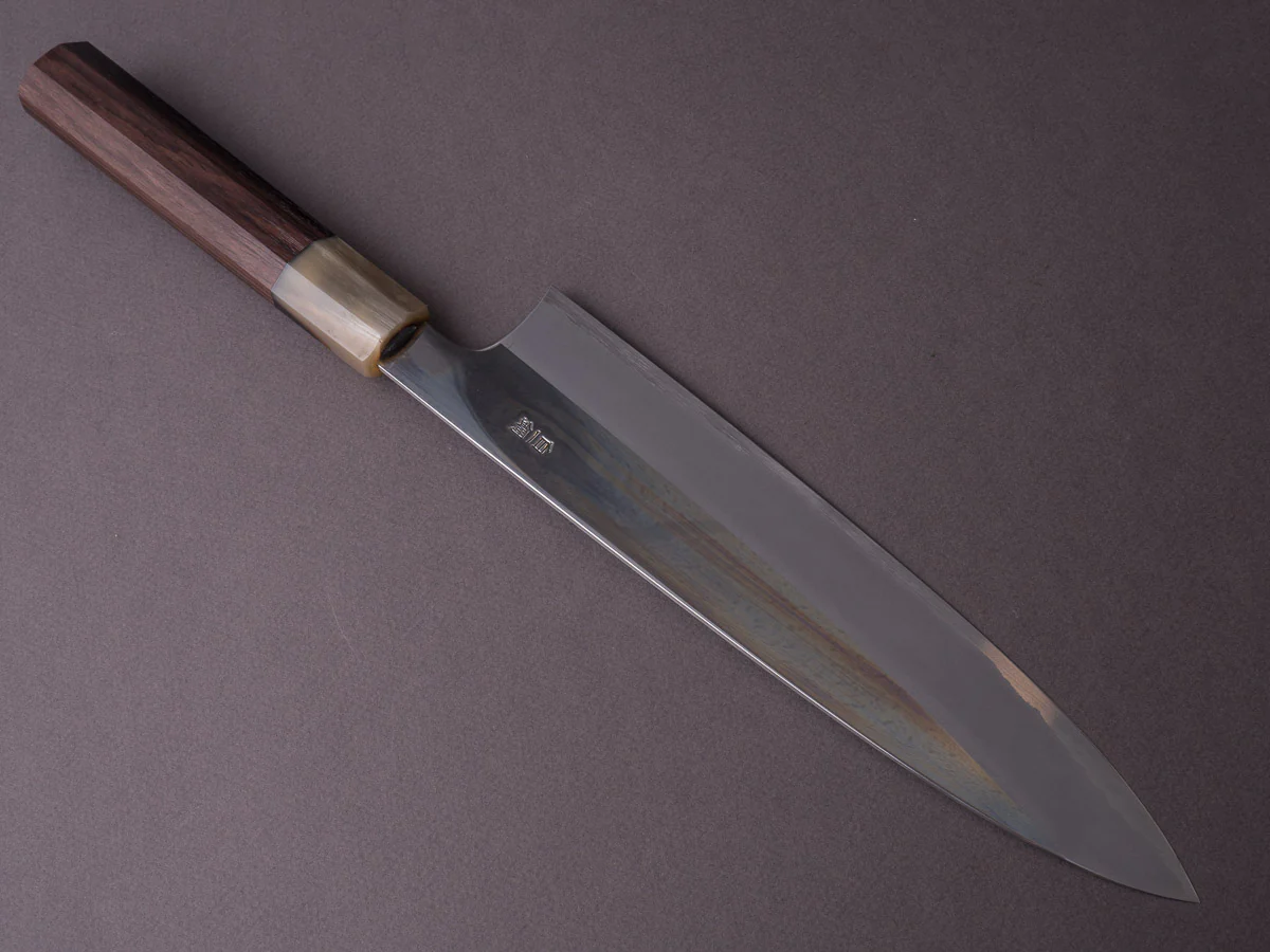 Hitohira - Togashi - White #1 - Stainless Clad - Mirror Polished - 240mm Gyuto - Taihei Rosewood Handle - Image 2
