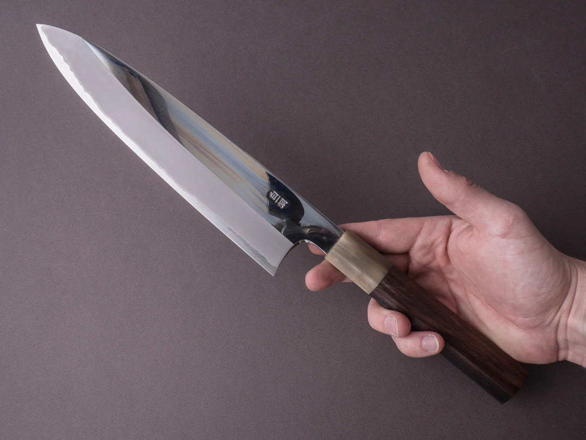 Hitohira - Togashi - White #1 - Stainless Clad - Mirror Polished - 240mm Gyuto - Taihei Rosewood Handle - Image 6