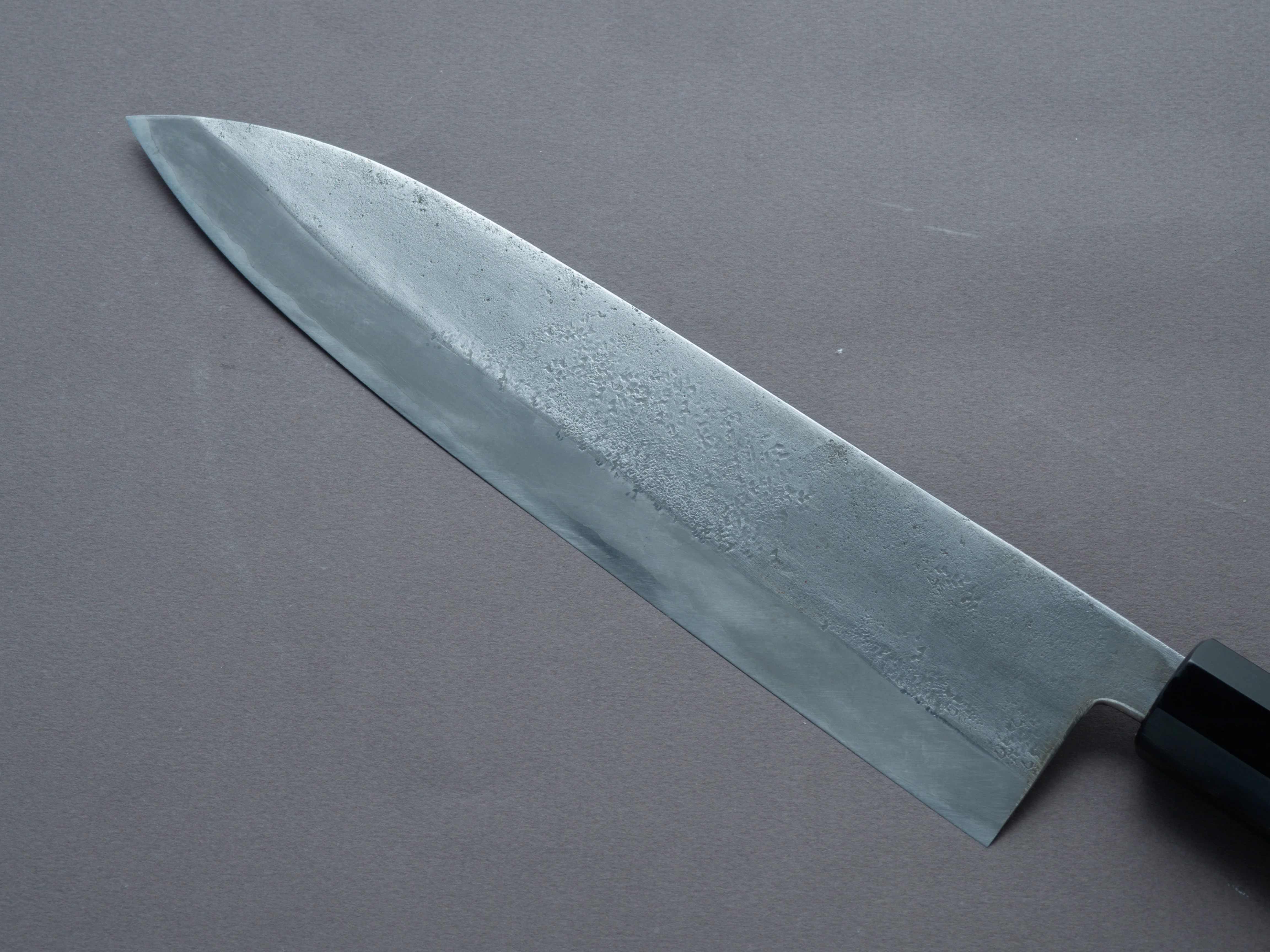 Nakaya Heiji - Semi-Stainless - Nashiji - 240mm Gyuto - Burnt Chestnut Handle - Image 3