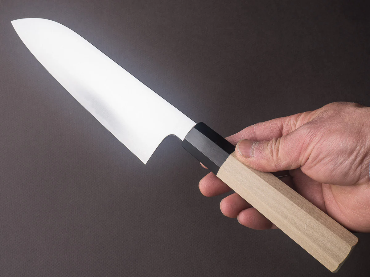 Takada no Hamono - White #2 - HH - 180mm Santoku - Ho Wood Handle - Image 5