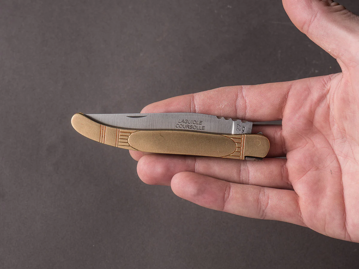 Coursolle - Laguiole - 11cm Folding Knife - Brass - Image 2