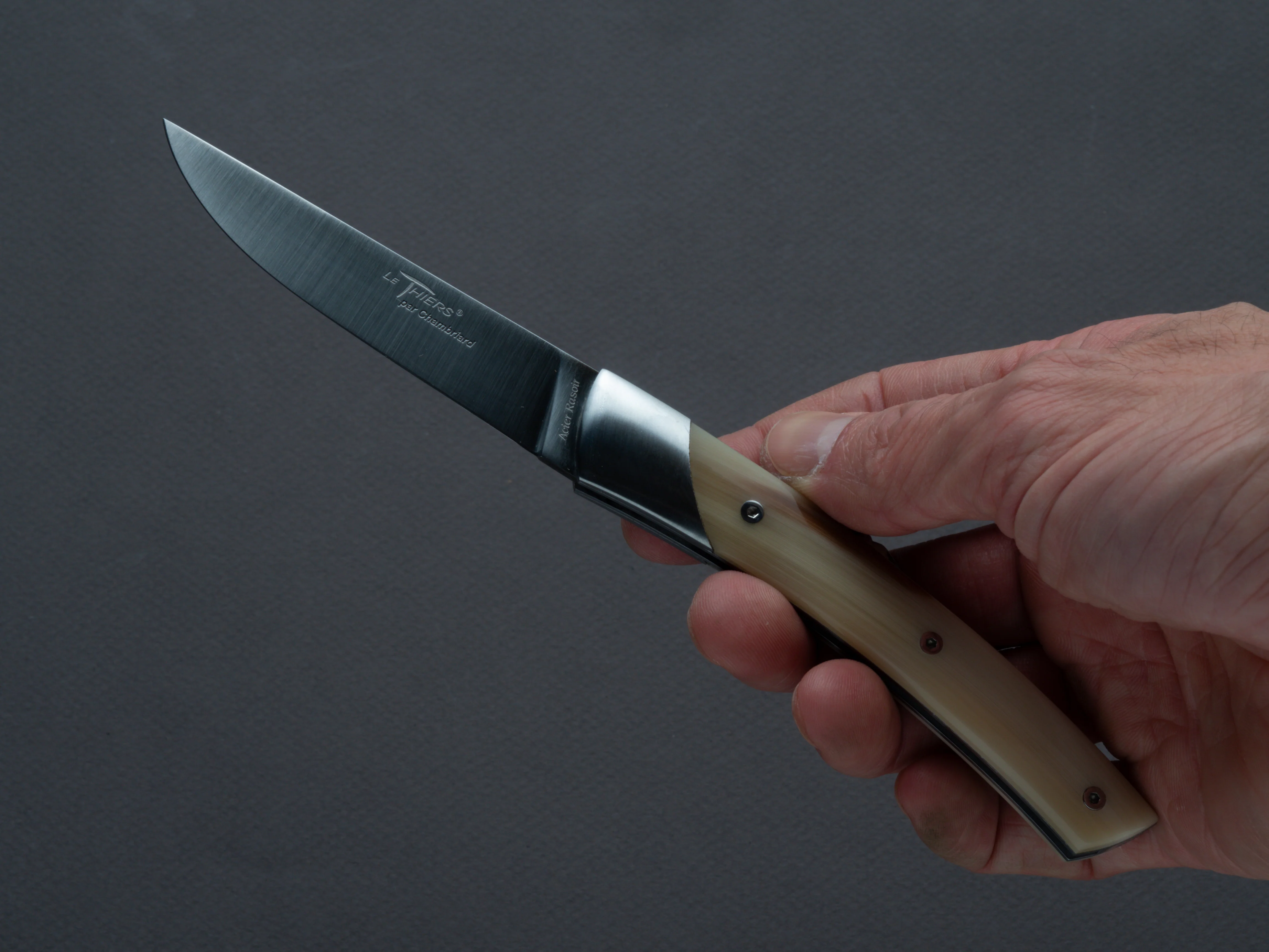 Coutellerie Chambriard - Folding Knife - Le Thiers "Mi-Jo" - Lock Back - 80mm - Cow Horn Handle - Image 3