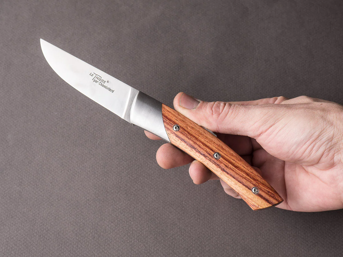 Coutellerie Chambriard - Le Thiers "Trappeur" - Folding Knife -Tulip Wood Handle - Button Lock - Image 5