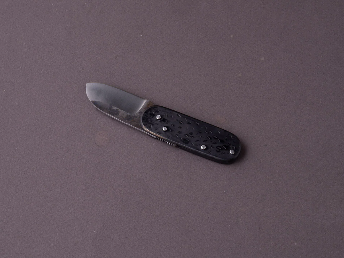 Coutellerie Maria - Folding Knife - BabyDog - XC75 - Brut de Forge - 40mm - Patinated Handle - Image 4