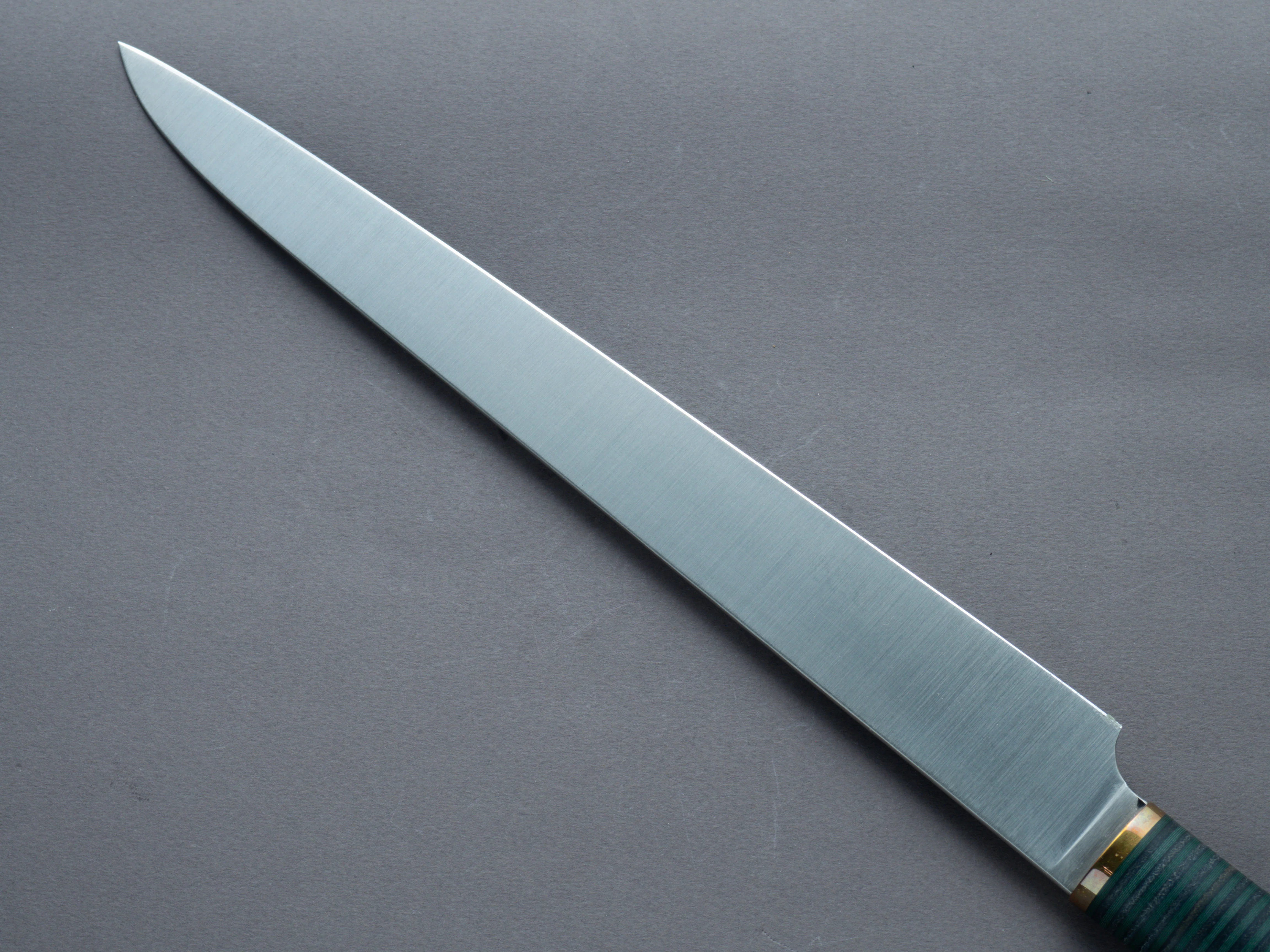Florentine Kitchen Knives - Stacked - Stainless - 270mm Sujihiki - Black & Green Handle - Image 4