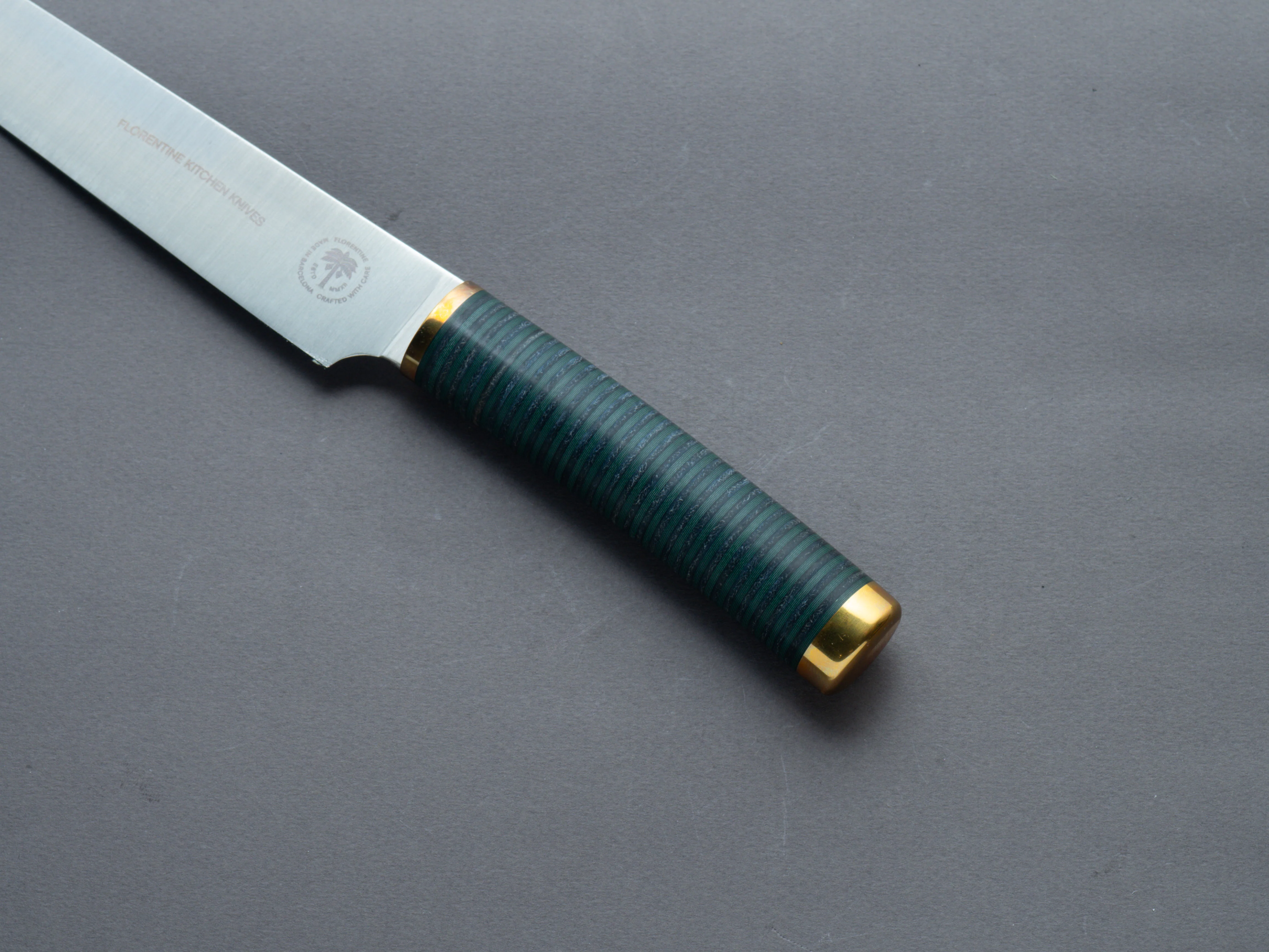 Florentine Kitchen Knives - Stacked - Stainless - 270mm Sujihiki - Black & Green Handle - Image 5