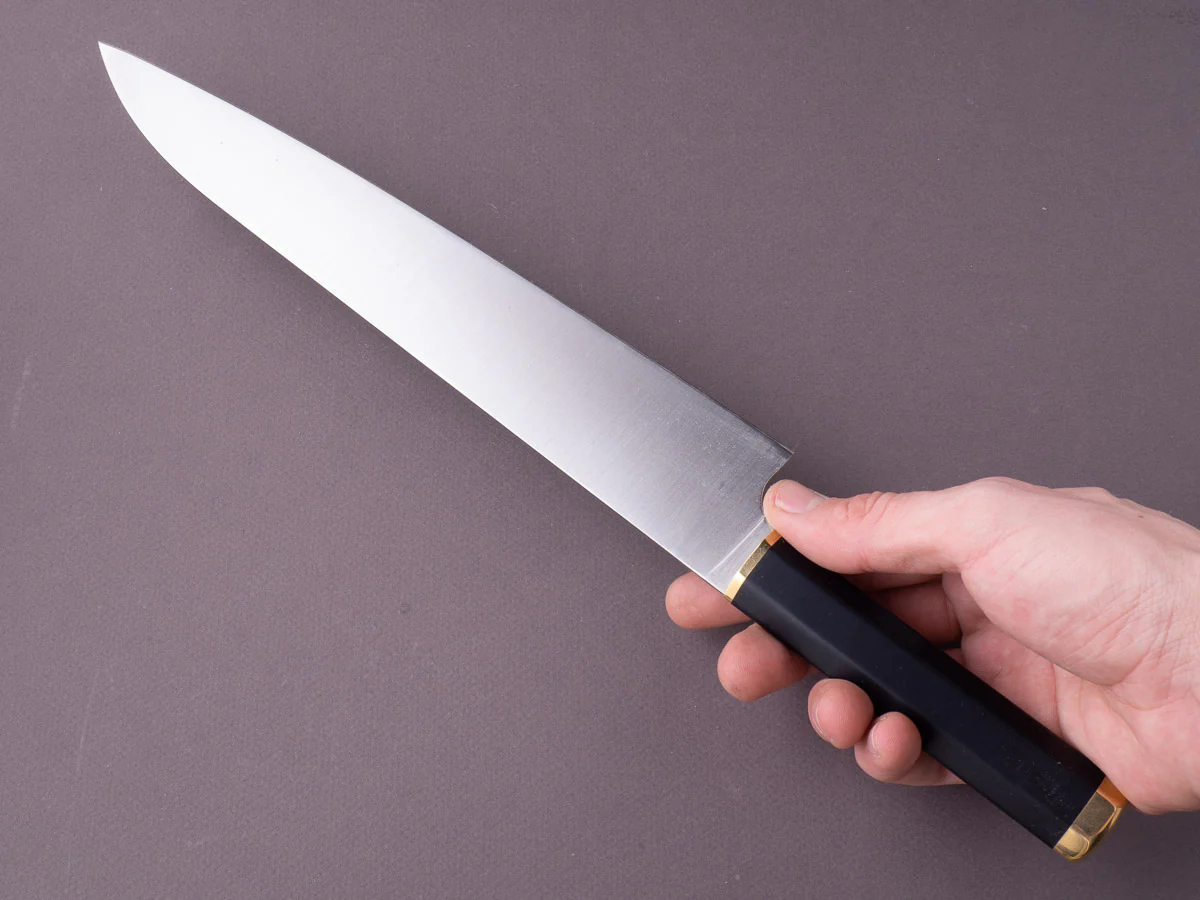 Florentine Kitchen Knives - Kedma - Stainless - Sujihiki - 270mm - Black Handle - Image 4