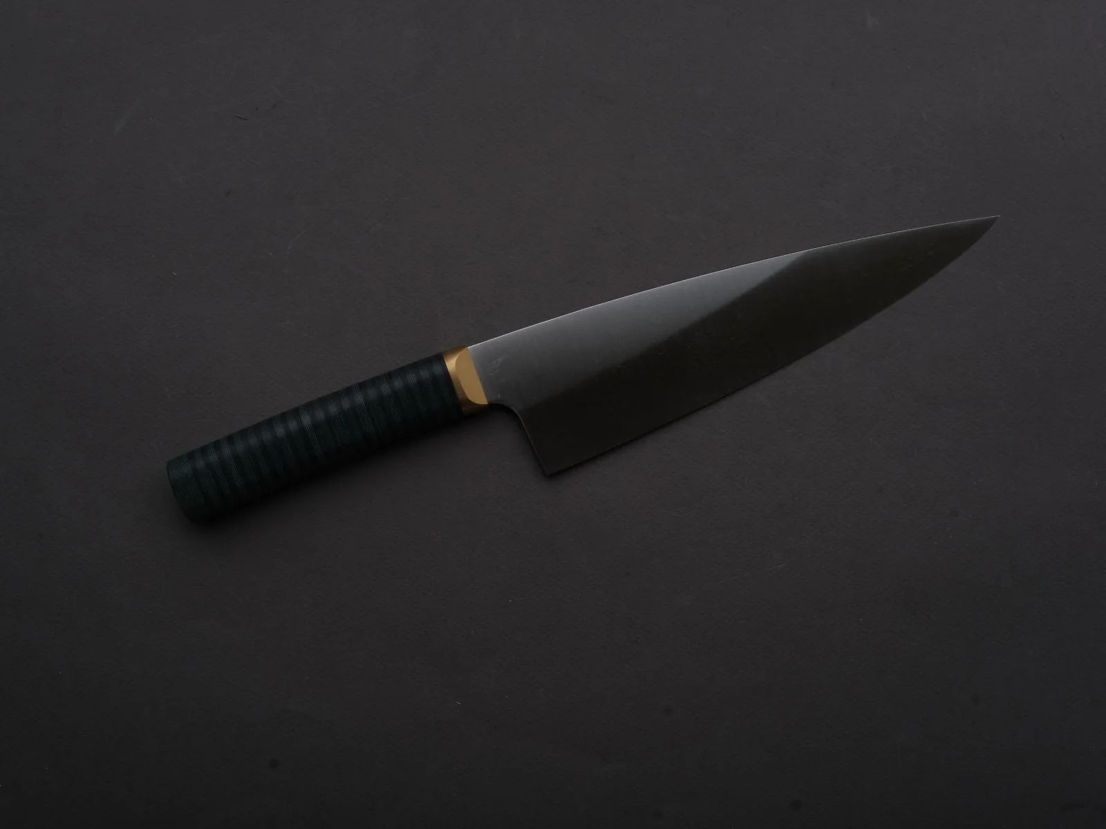 Florentine Kitchen Knives - Stainless - Chef - 205mm - Stacked Green Composite and Black Leather Handle - Image 4