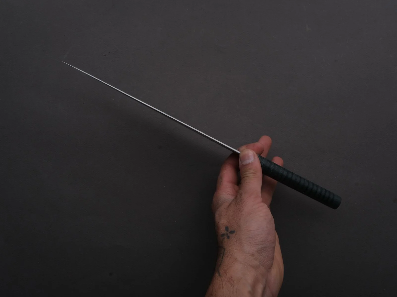Florentine Kitchen Knives - Stainless - Utility - 200mm - Stacked Green Composite and Black Leather Handle - Image 5